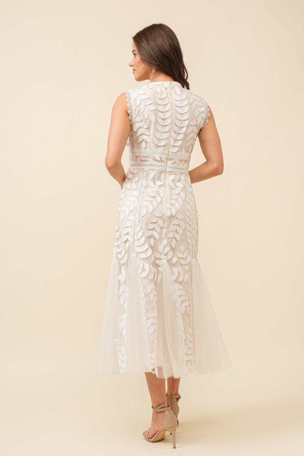 Lace Leaves Midi Dress