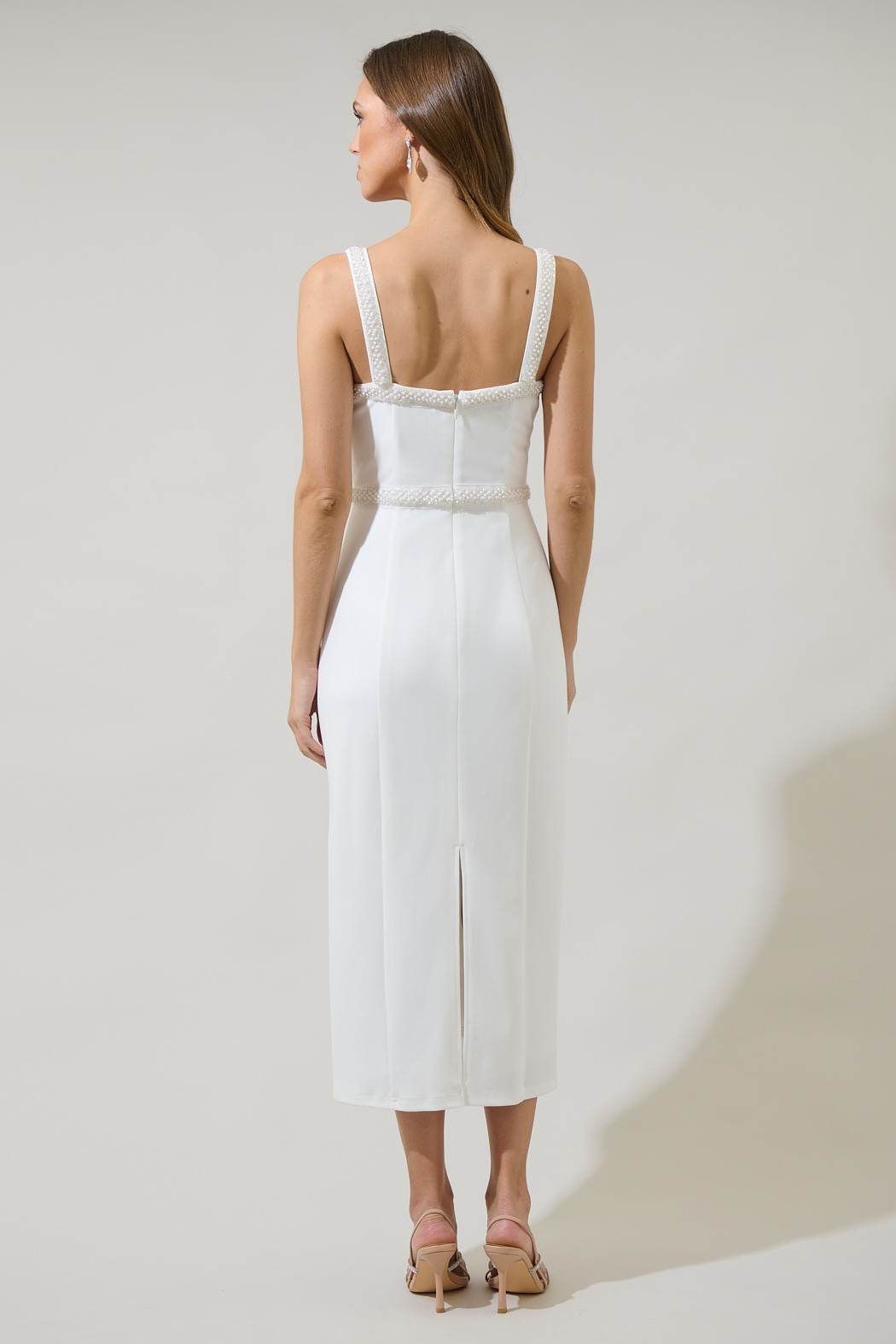 Ravena Pearl Slit Midi Dress