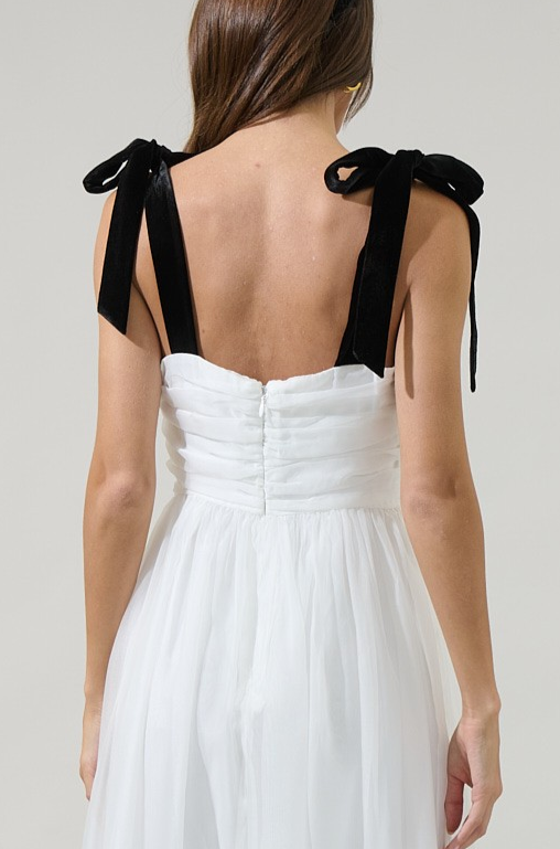 Charming Black Bow Midi Dress