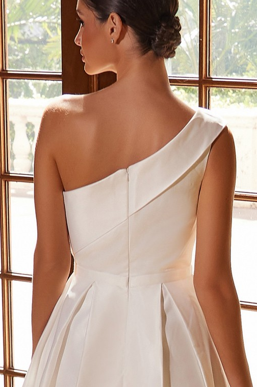Amelia Satin Midi One Shoulder Dress