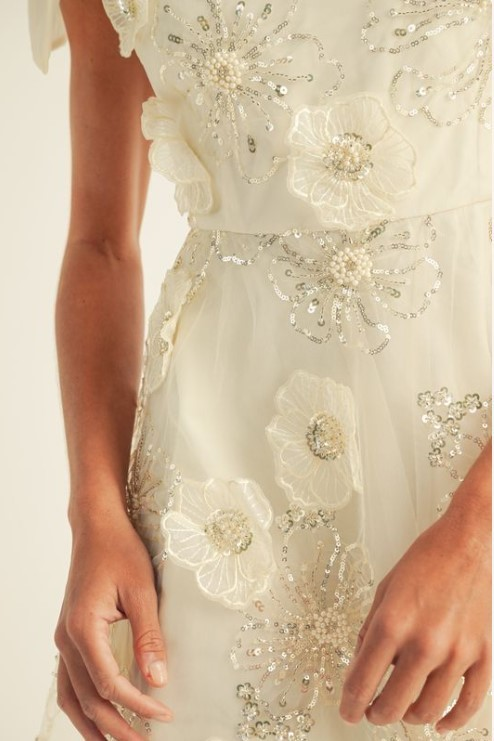 Ada Cream Embroidered Mini Dress