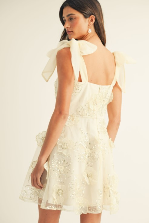 Ada Cream Embroidered Mini Dress
