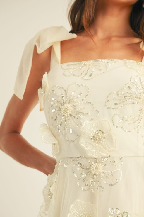 Ada Cream Embroidered Mini Dress