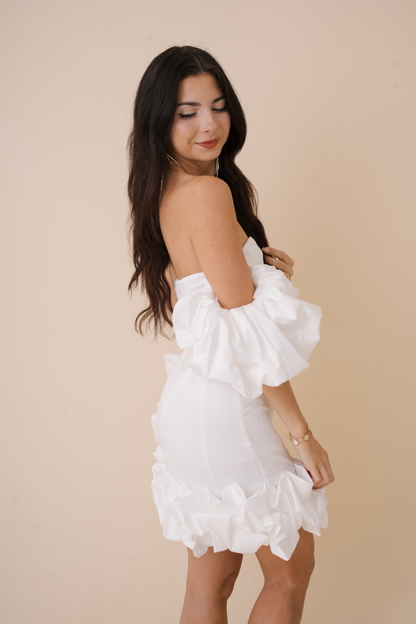 Satin Ruffle Hem Mini Dress