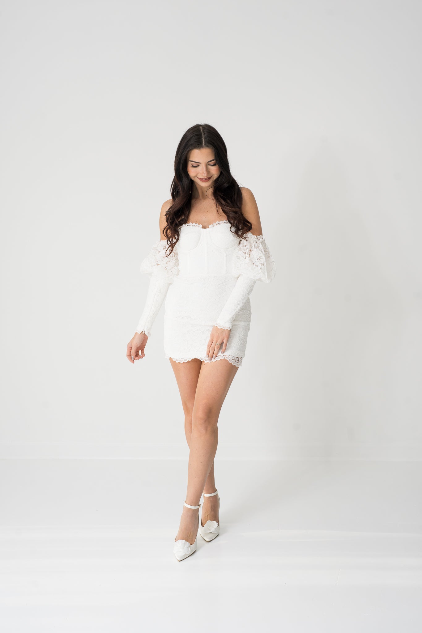White lace bustier clearance dress