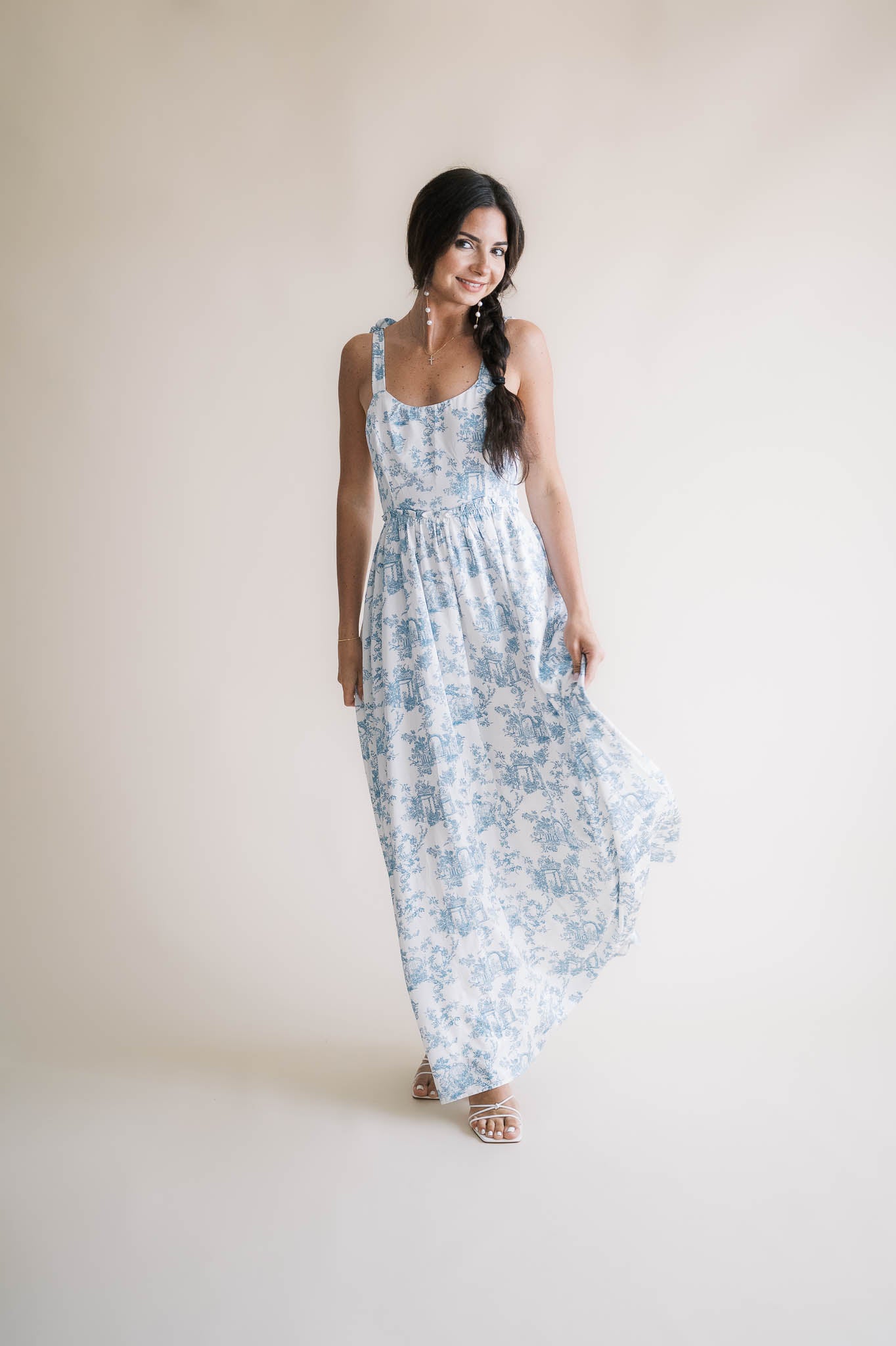 Charlotte Blue and White Floral Maxi