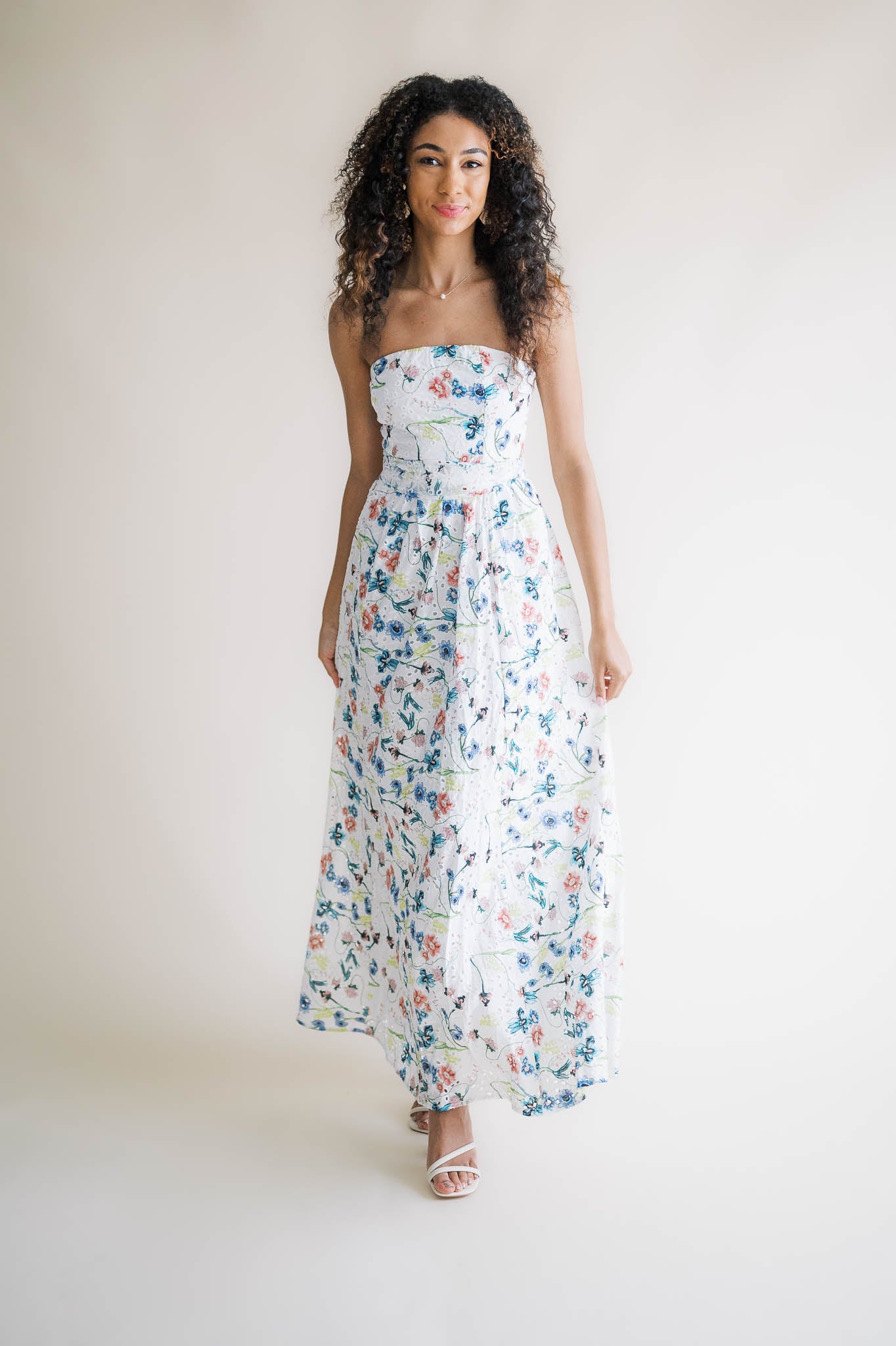 Eyelet Strapless Maxi Dress
