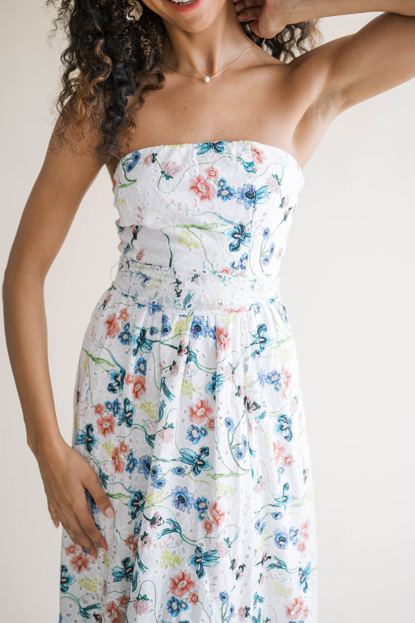 Eyelet Strapless Maxi Dress