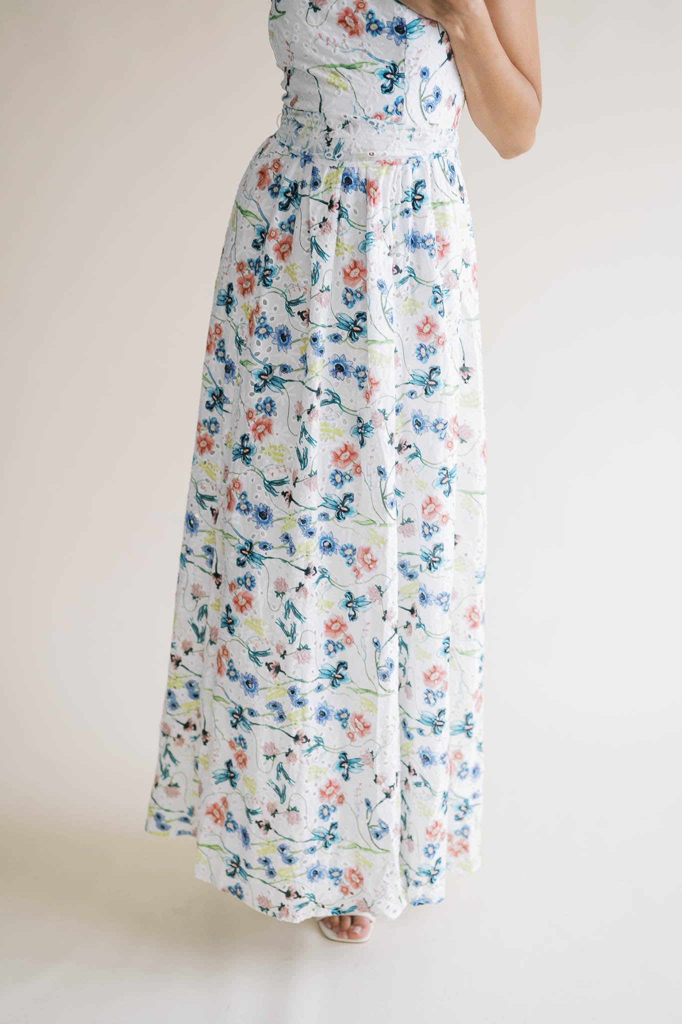 Eyelet Strapless Maxi Dress
