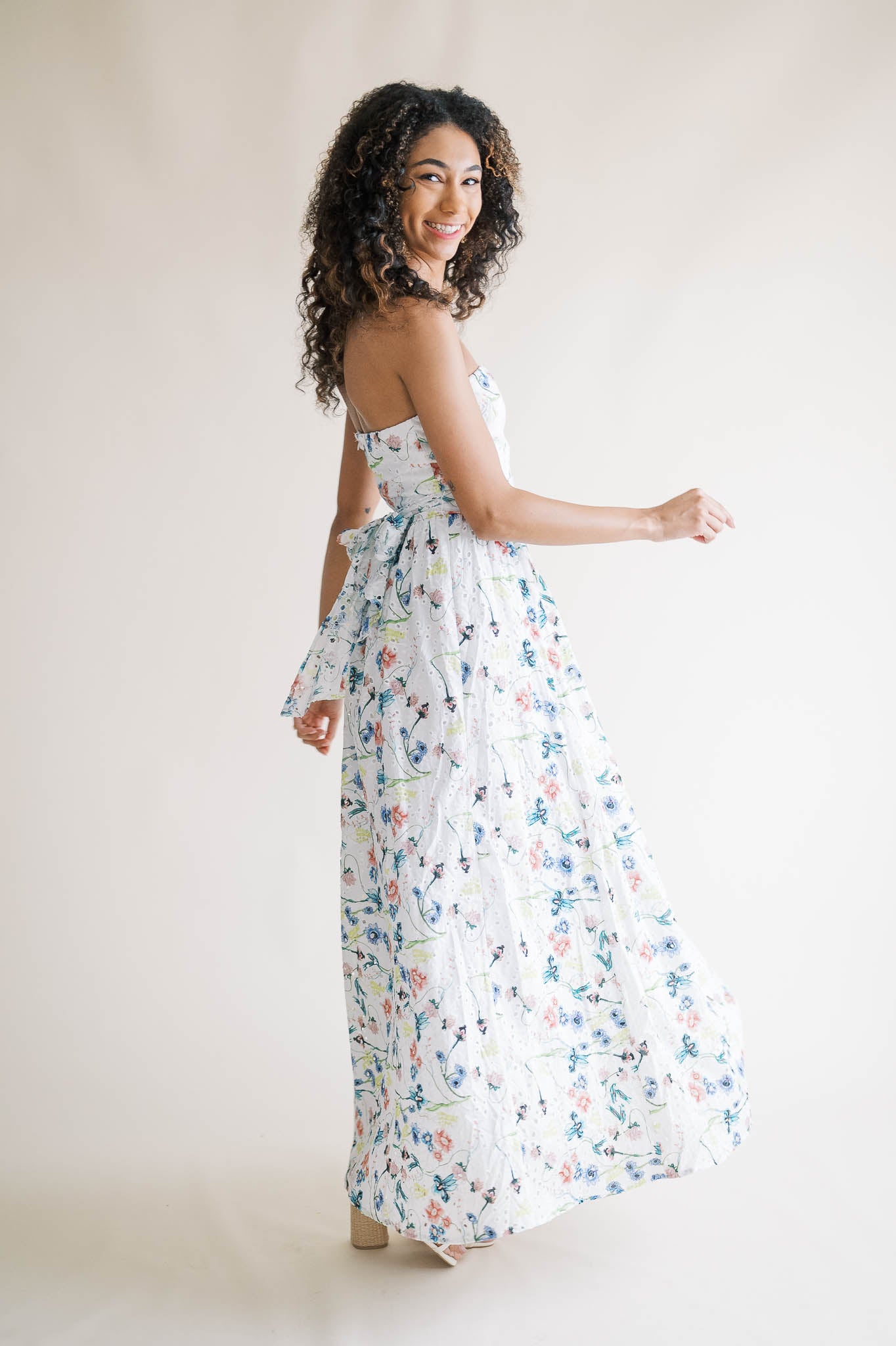 Eyelet Strapless Maxi Dress