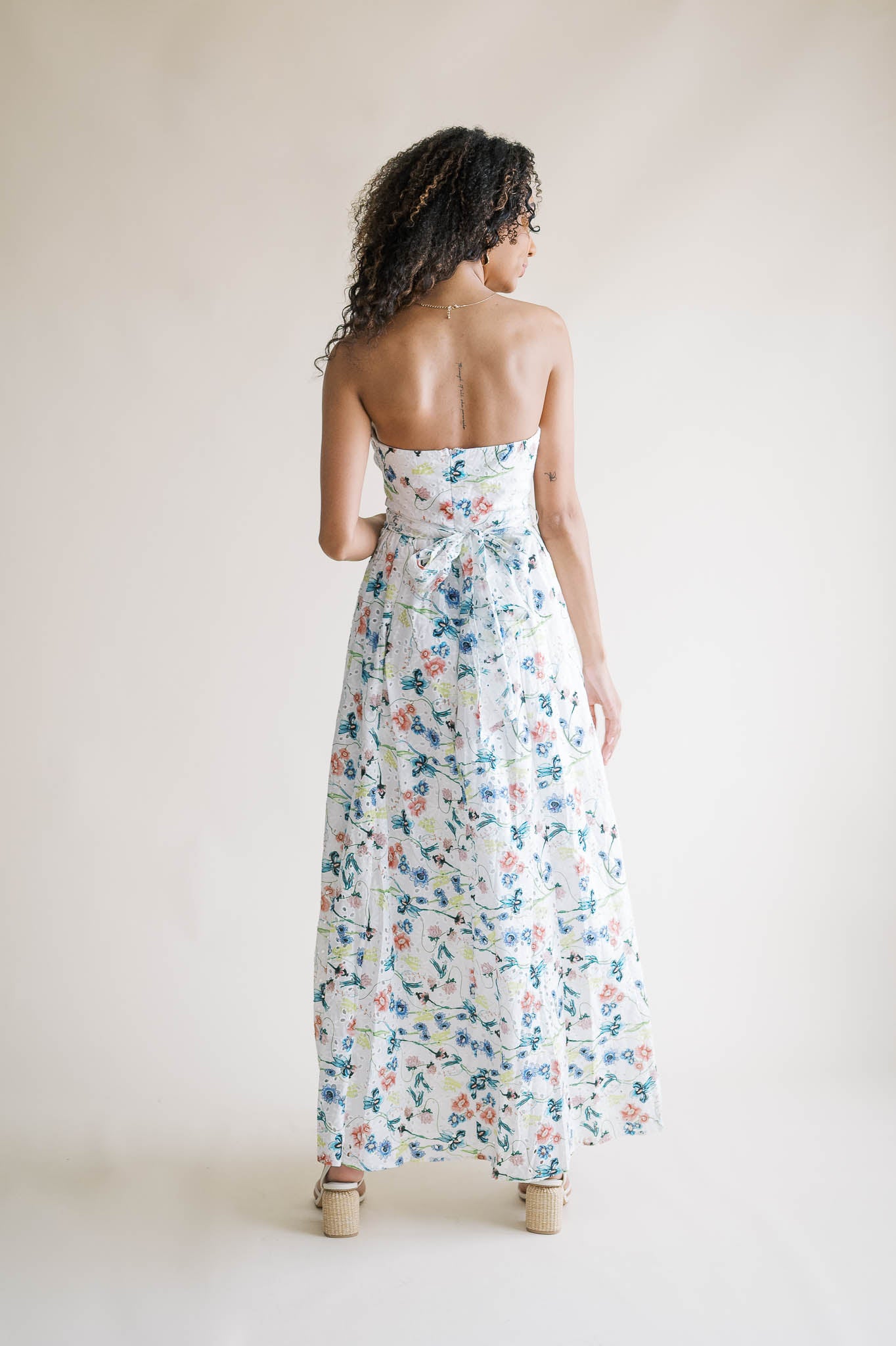 Eyelet Strapless Maxi Dress