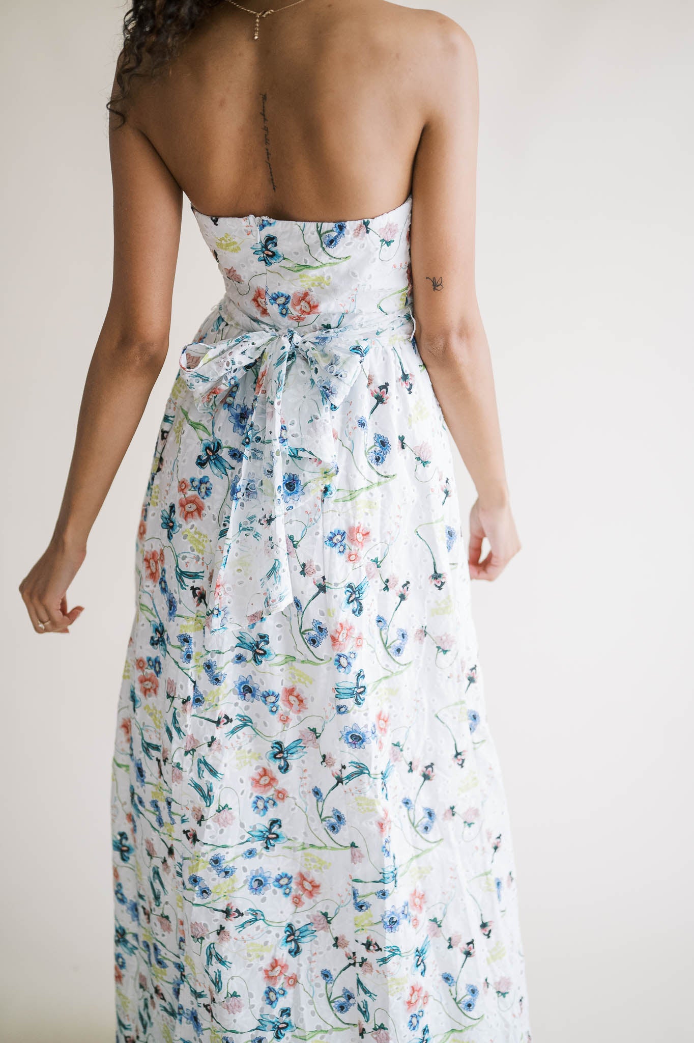 Eyelet Strapless Maxi Dress