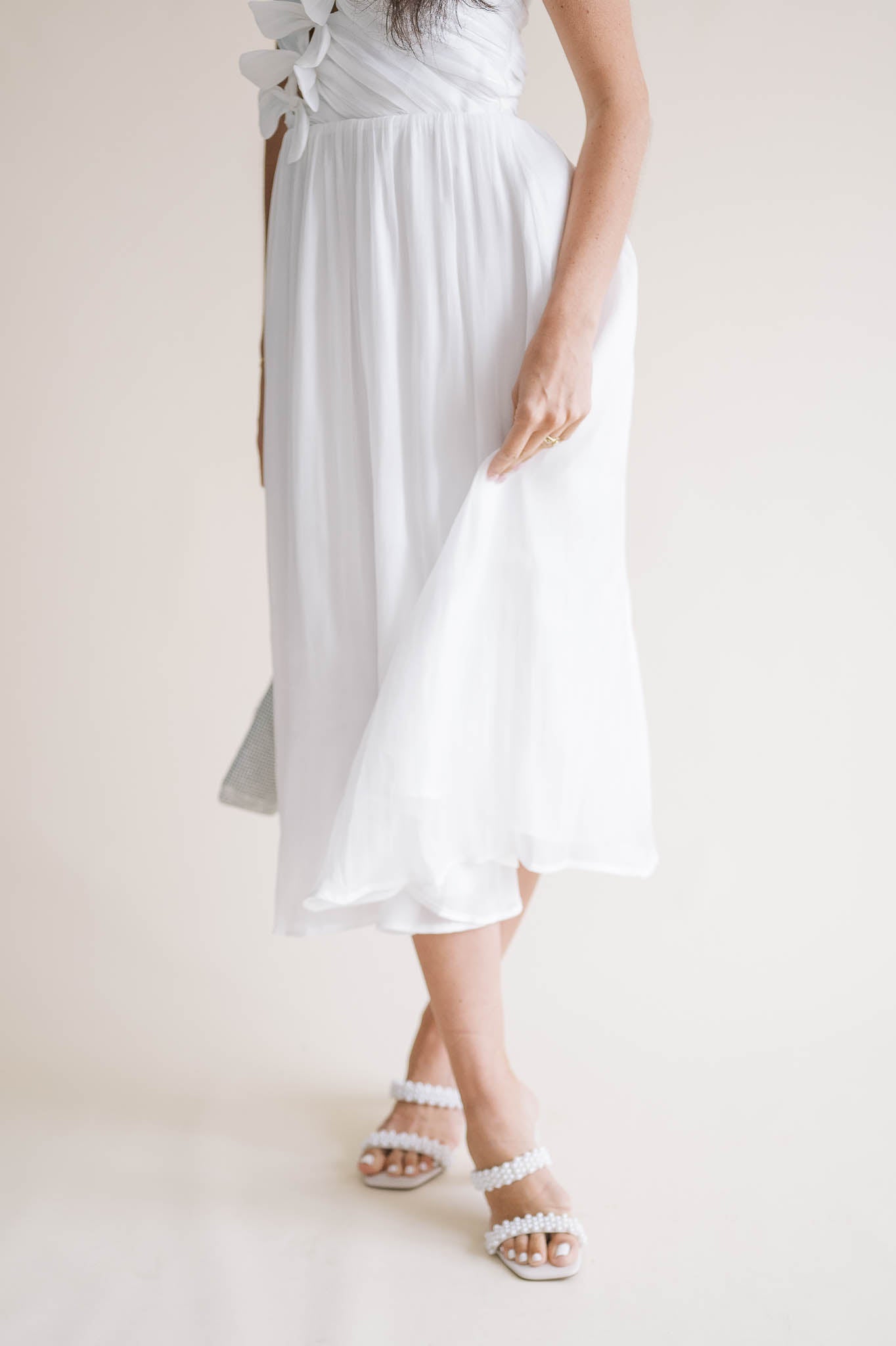 Strapless Bow Detail Midi Dress