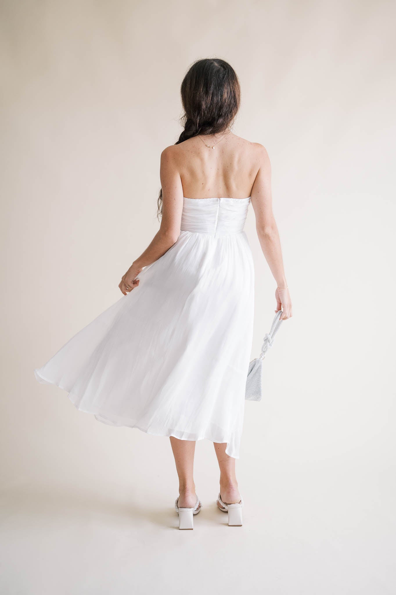 Strapless Bow Detail Midi Dress