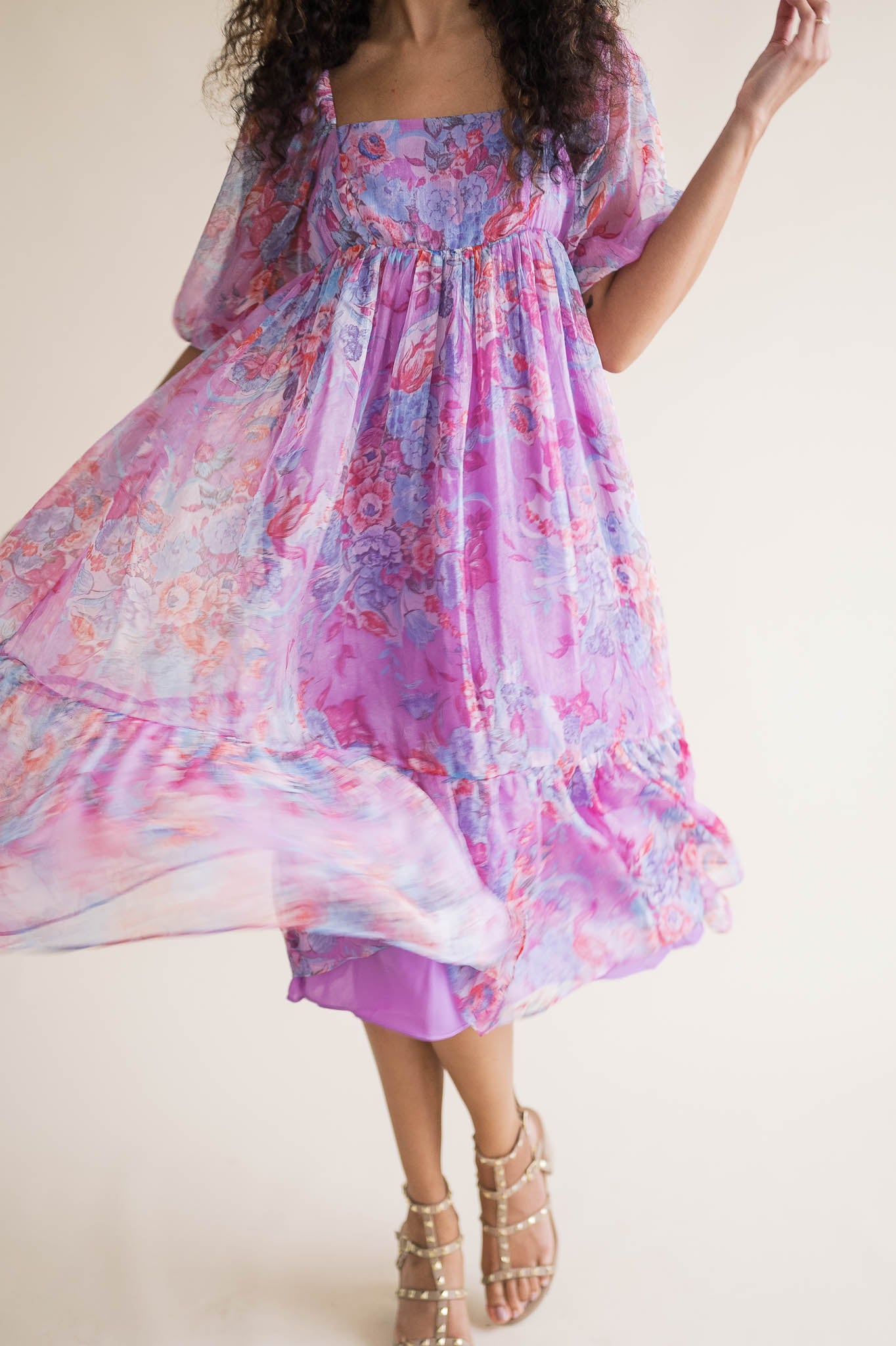 Berry Floral Midi Dress