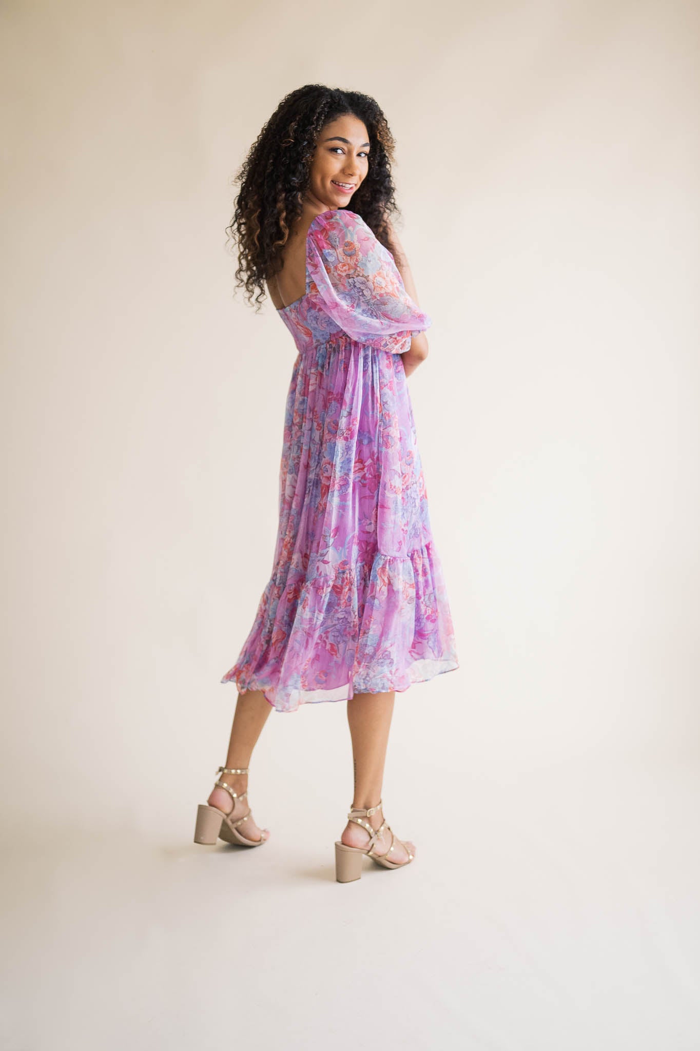 Berry Floral Midi Dress