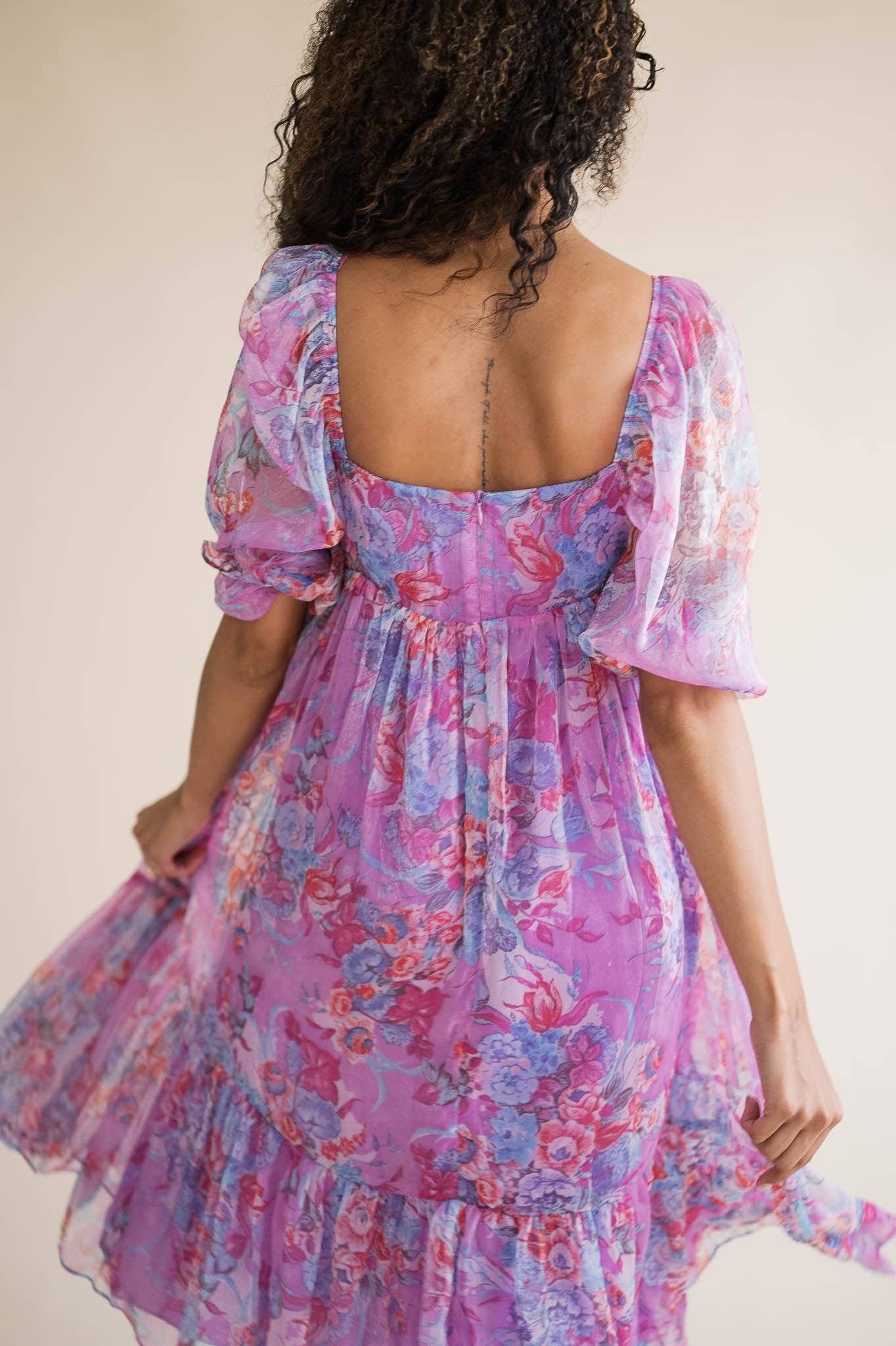 Berry Floral Midi Dress