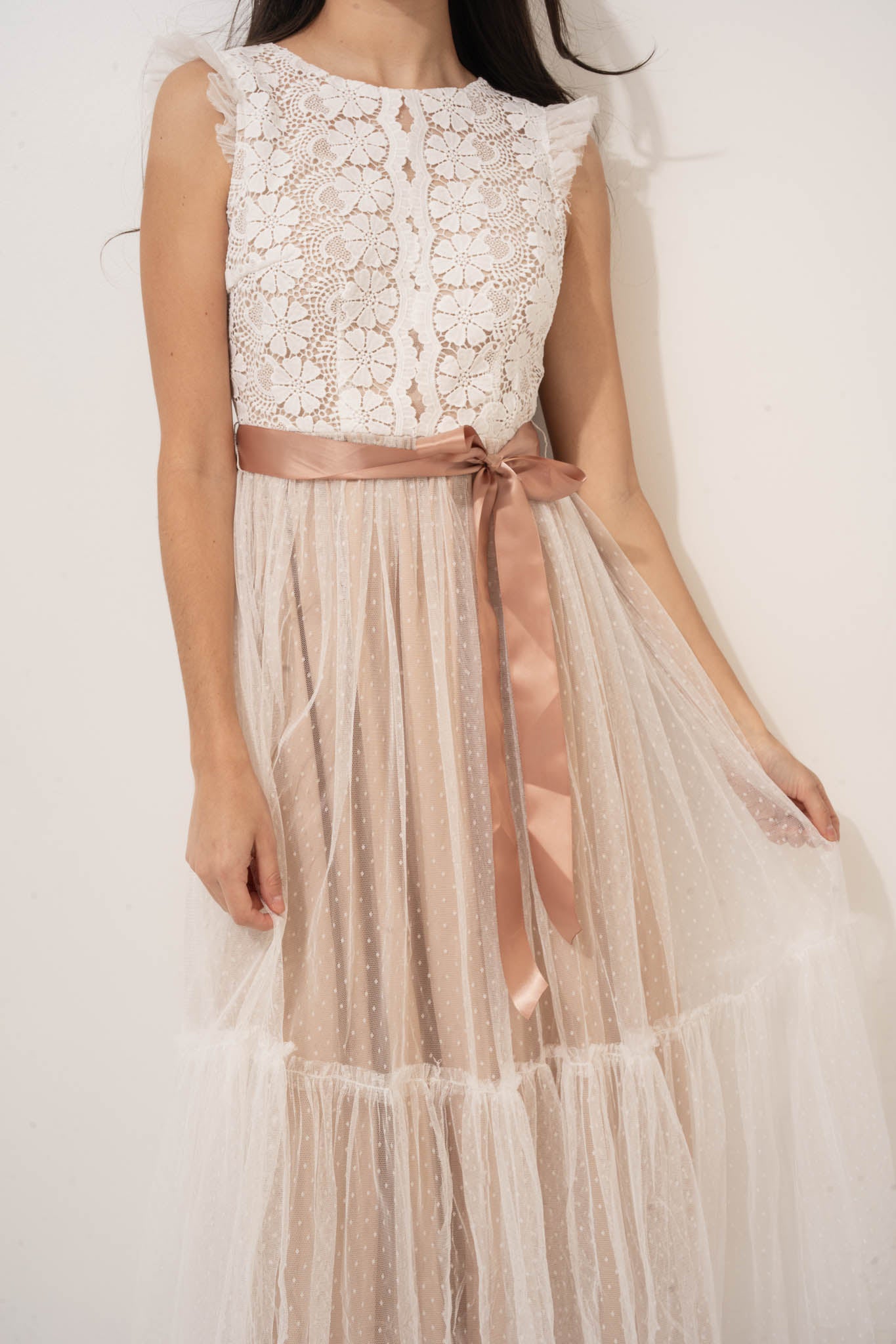 Ingrid Blush Layered Midi Dress