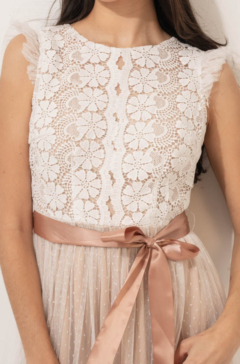 Ingrid Blush Layered Midi Dress
