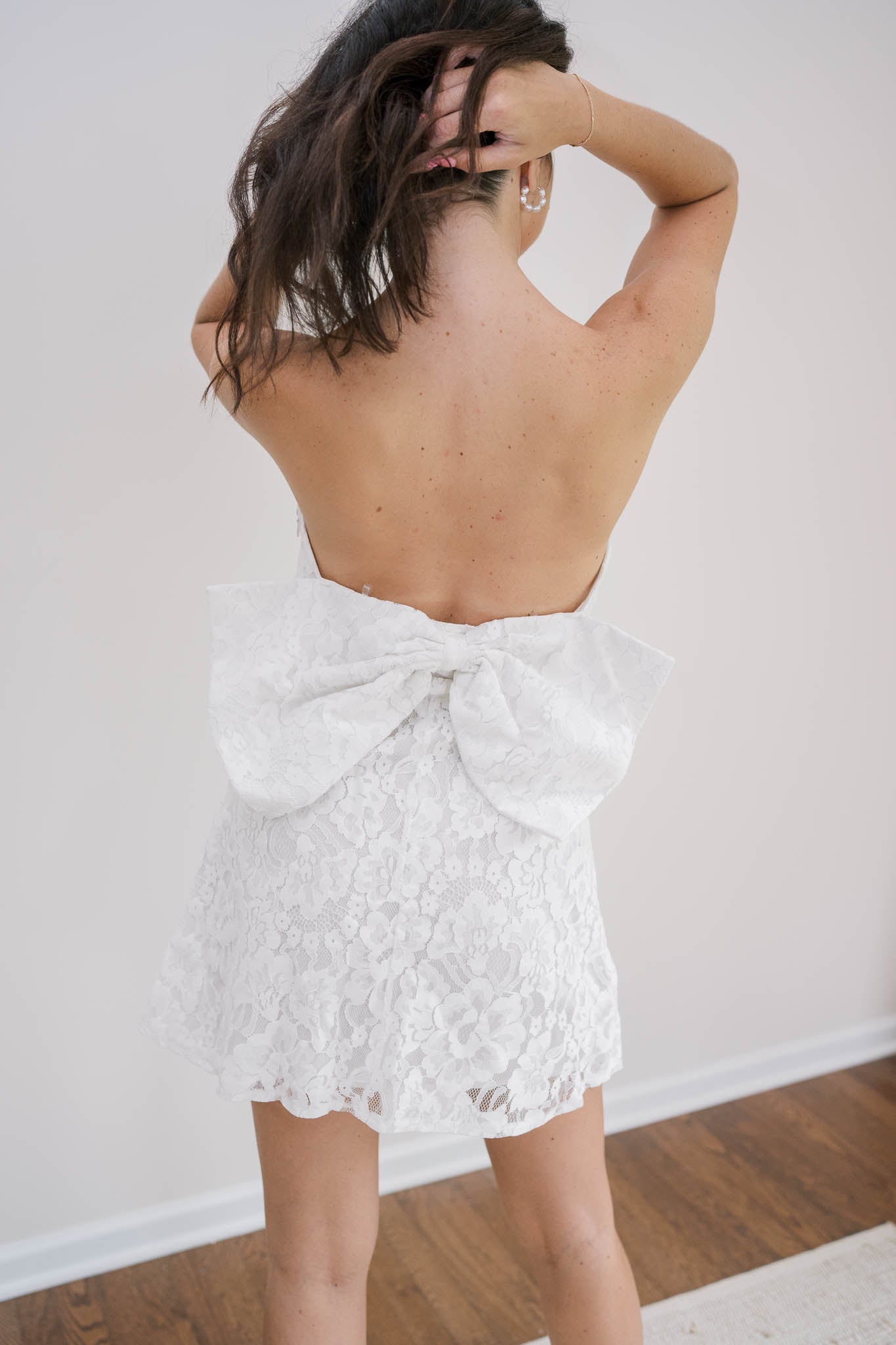 Lace Bow Mini Dress