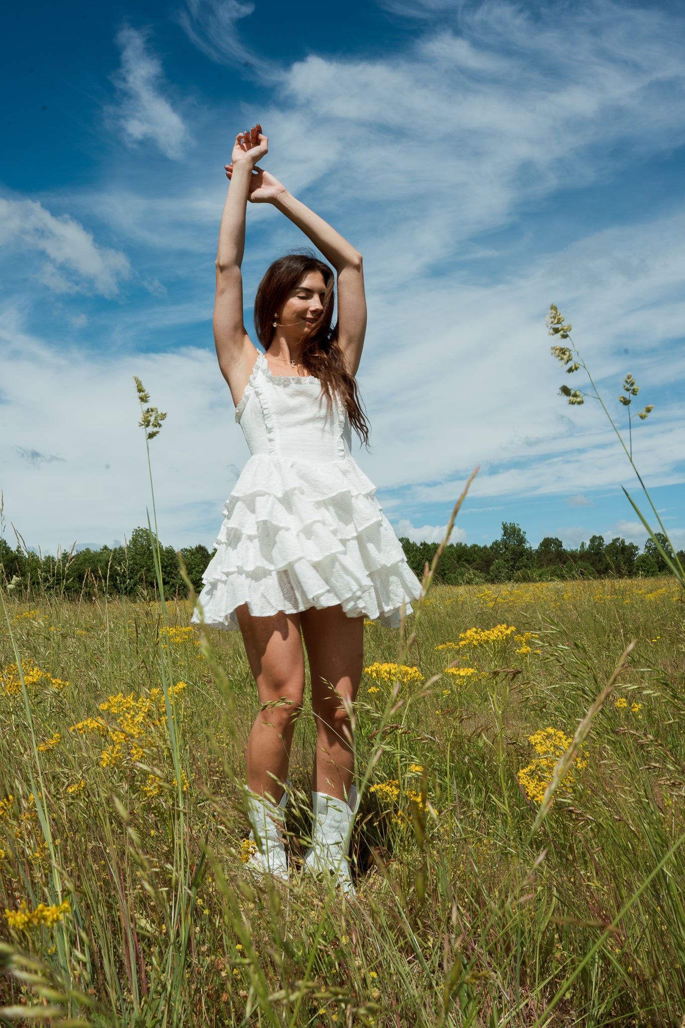 Adeline Eyelet Lace Tiered Mini Dress