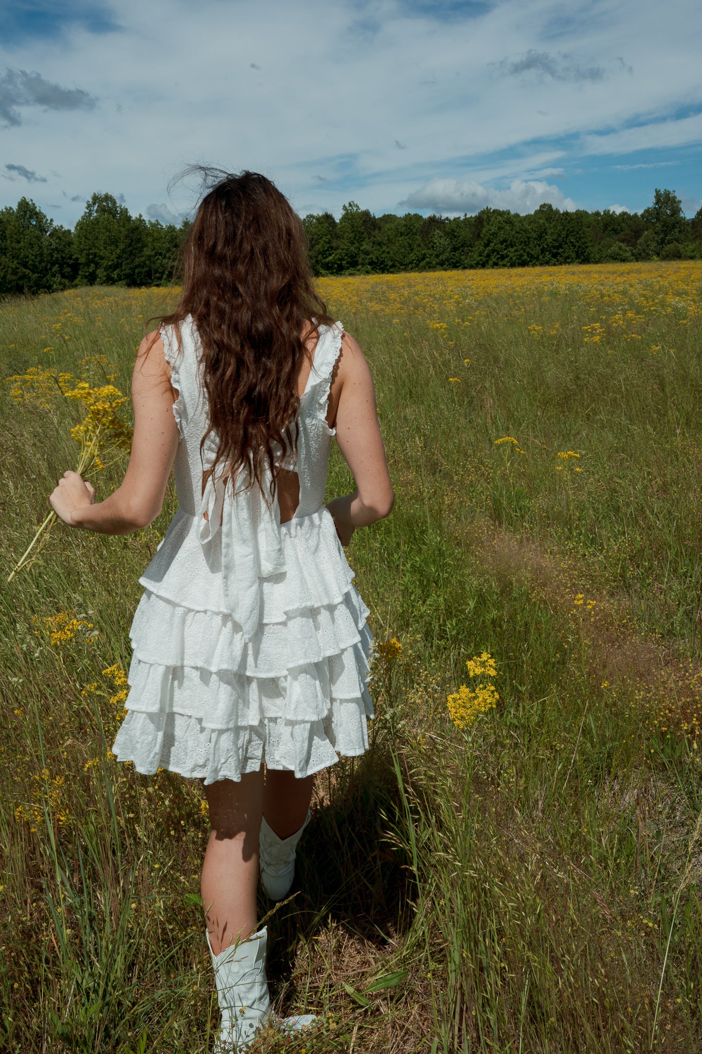 Adeline Eyelet Lace Tiered Mini Dress