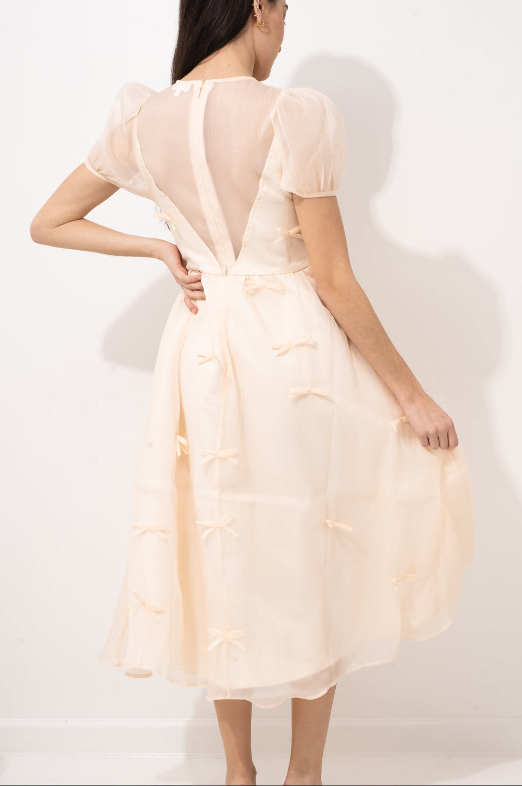 Organza Cream Ribbon Midi Dress S / Cream Organza Cream Ribbon Midi Dress S / Cream