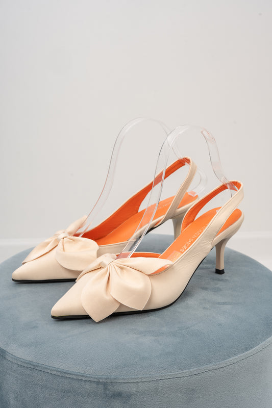 Bow Satin Heel Sandals