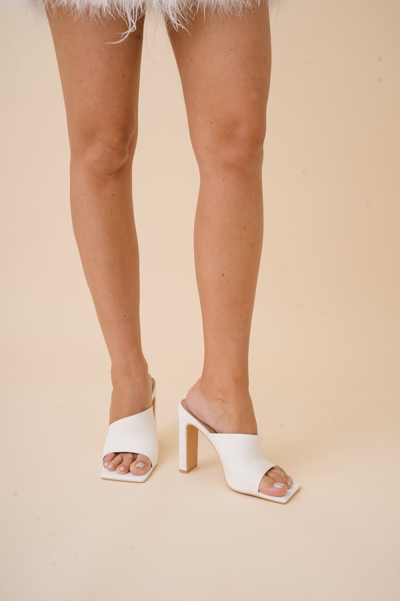 Maelee White Mule Heels