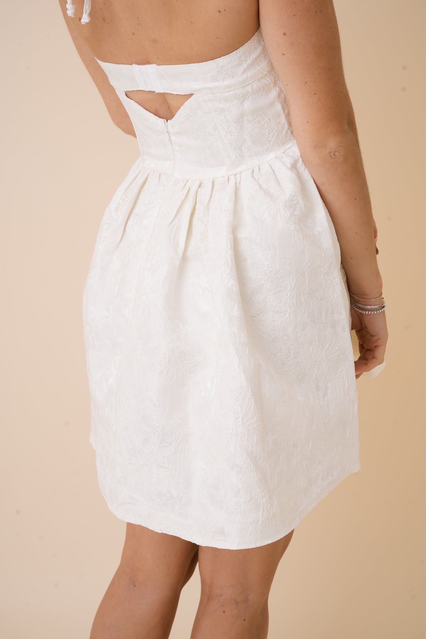 Floral Embroidered Print Halter Mini Dress