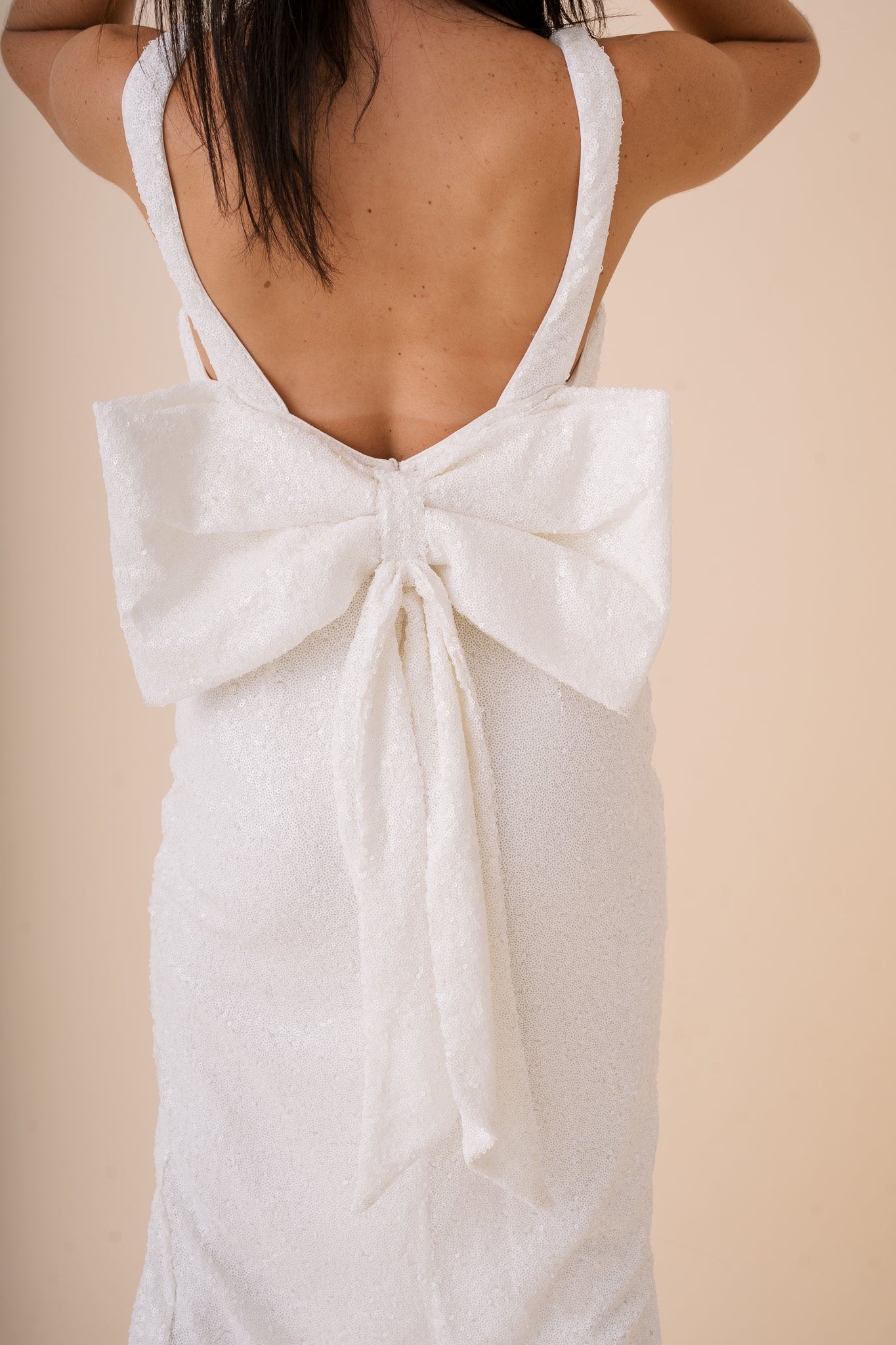 Sequin Bow Back Midi Dress