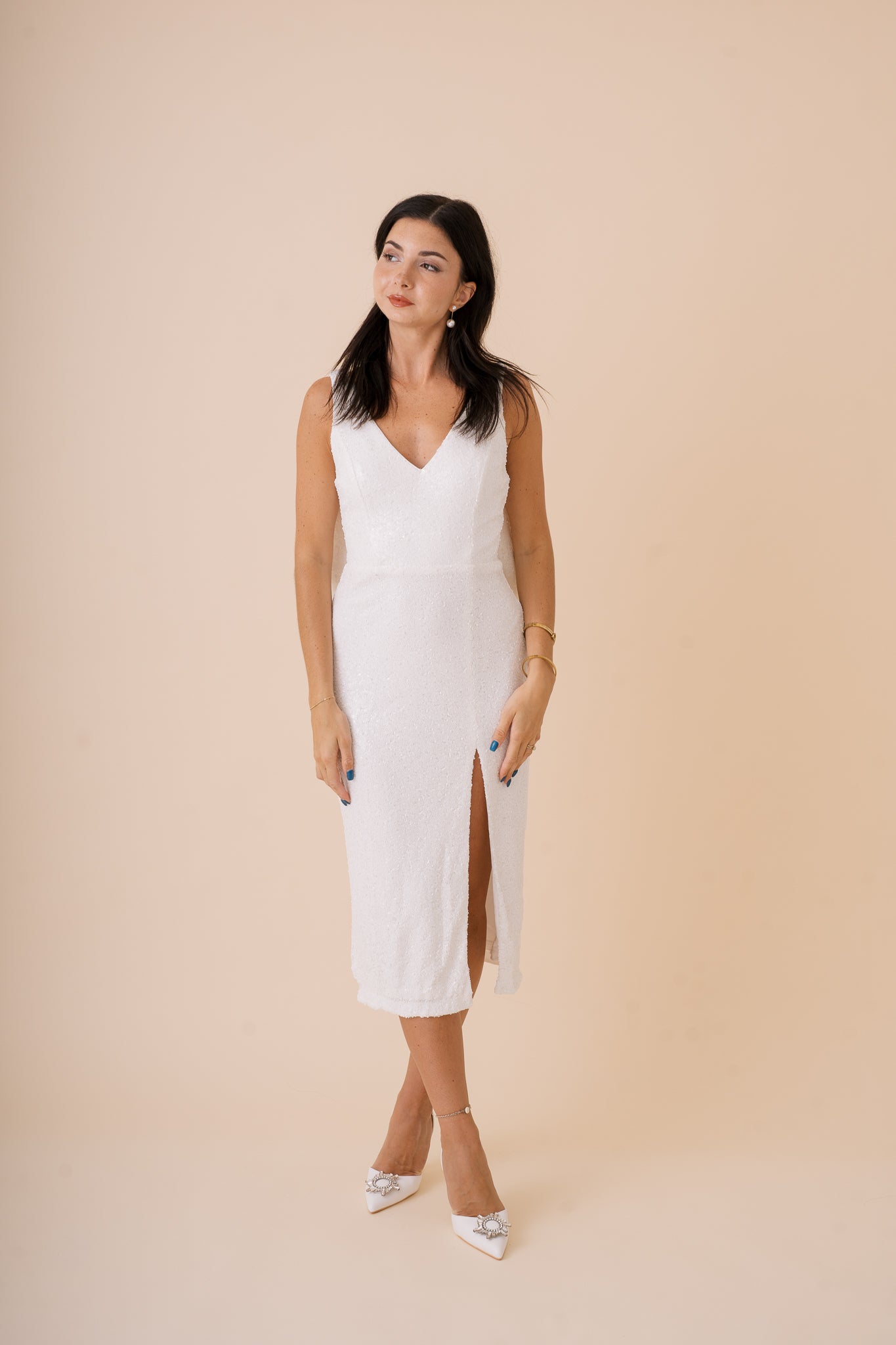 Sequin Bow Back Midi Dress