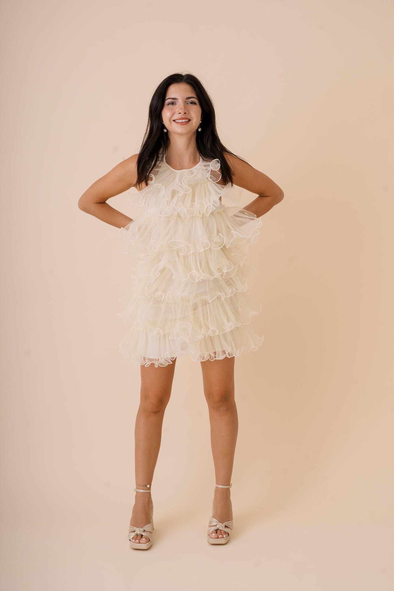 Halter Neck Ruffle Mini Dress
