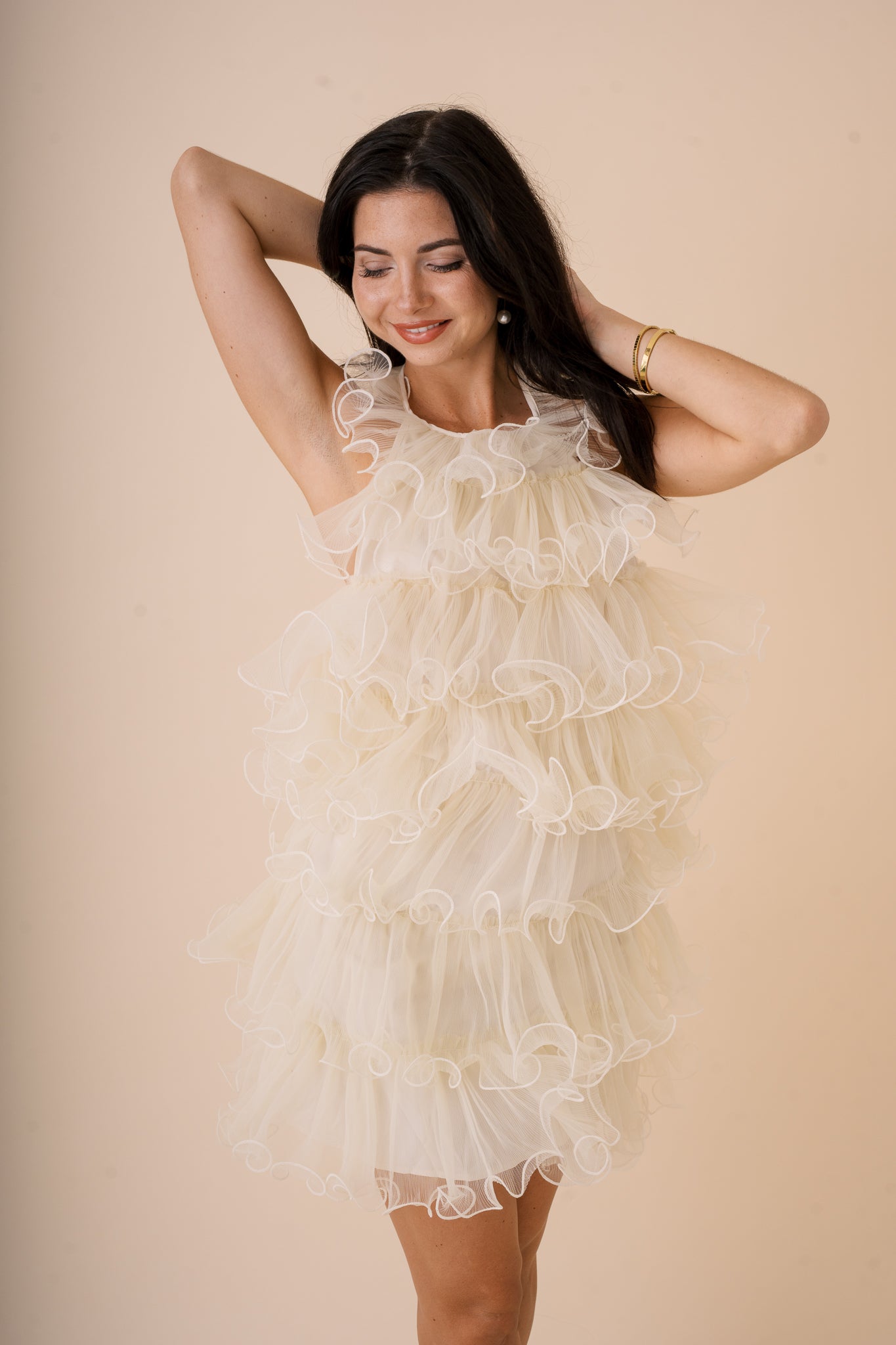 Halter Neck Ruffle Mini Dress