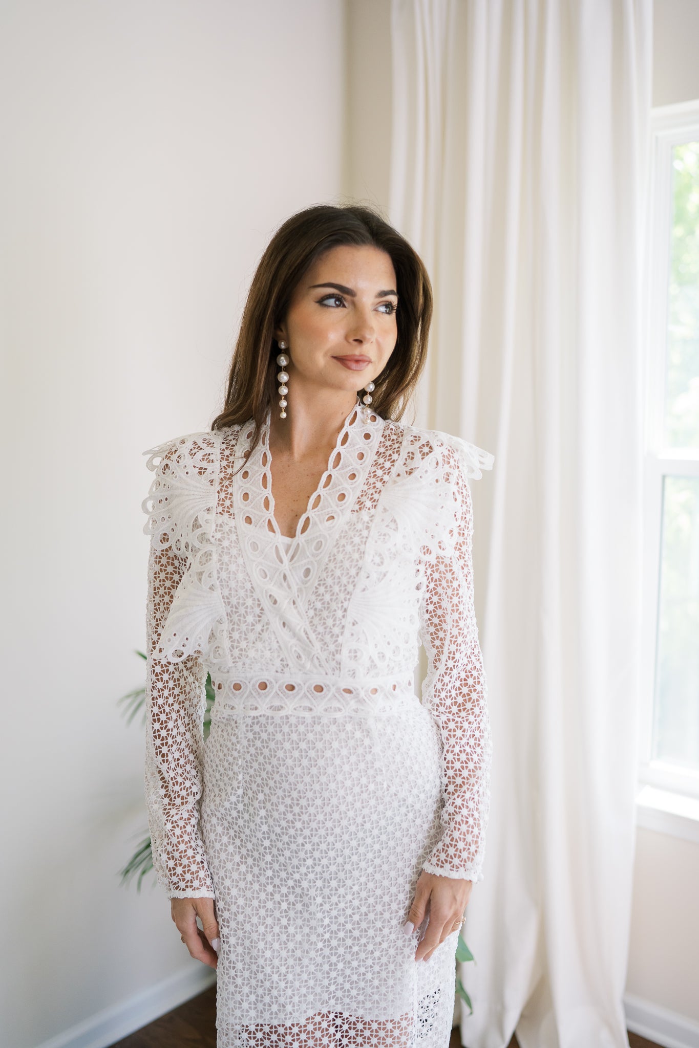 Brynn White Lace Midi Dress
