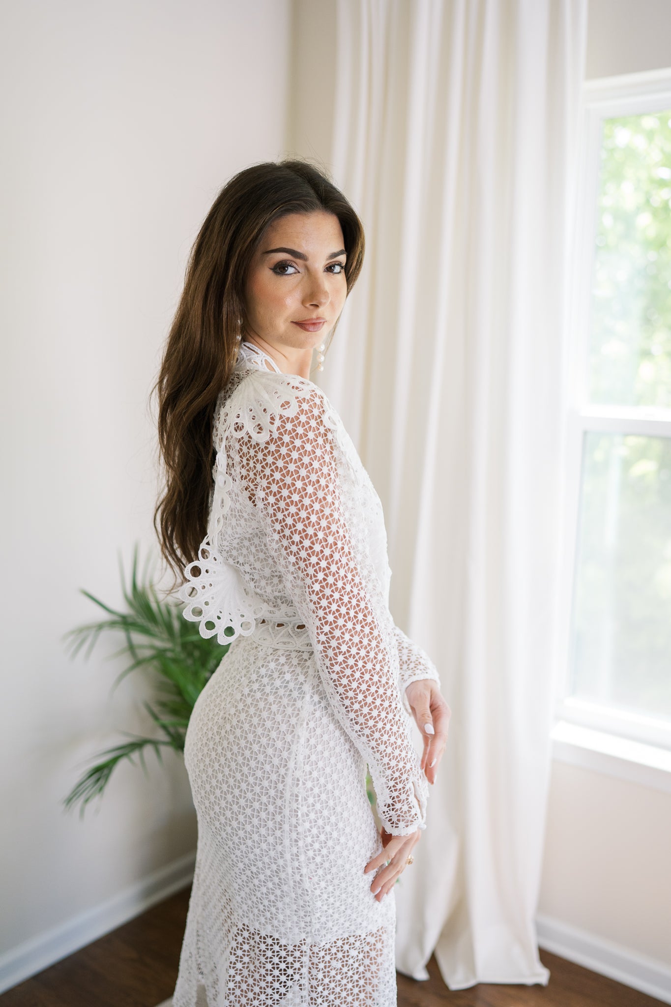 Brynn White Lace Midi Dress