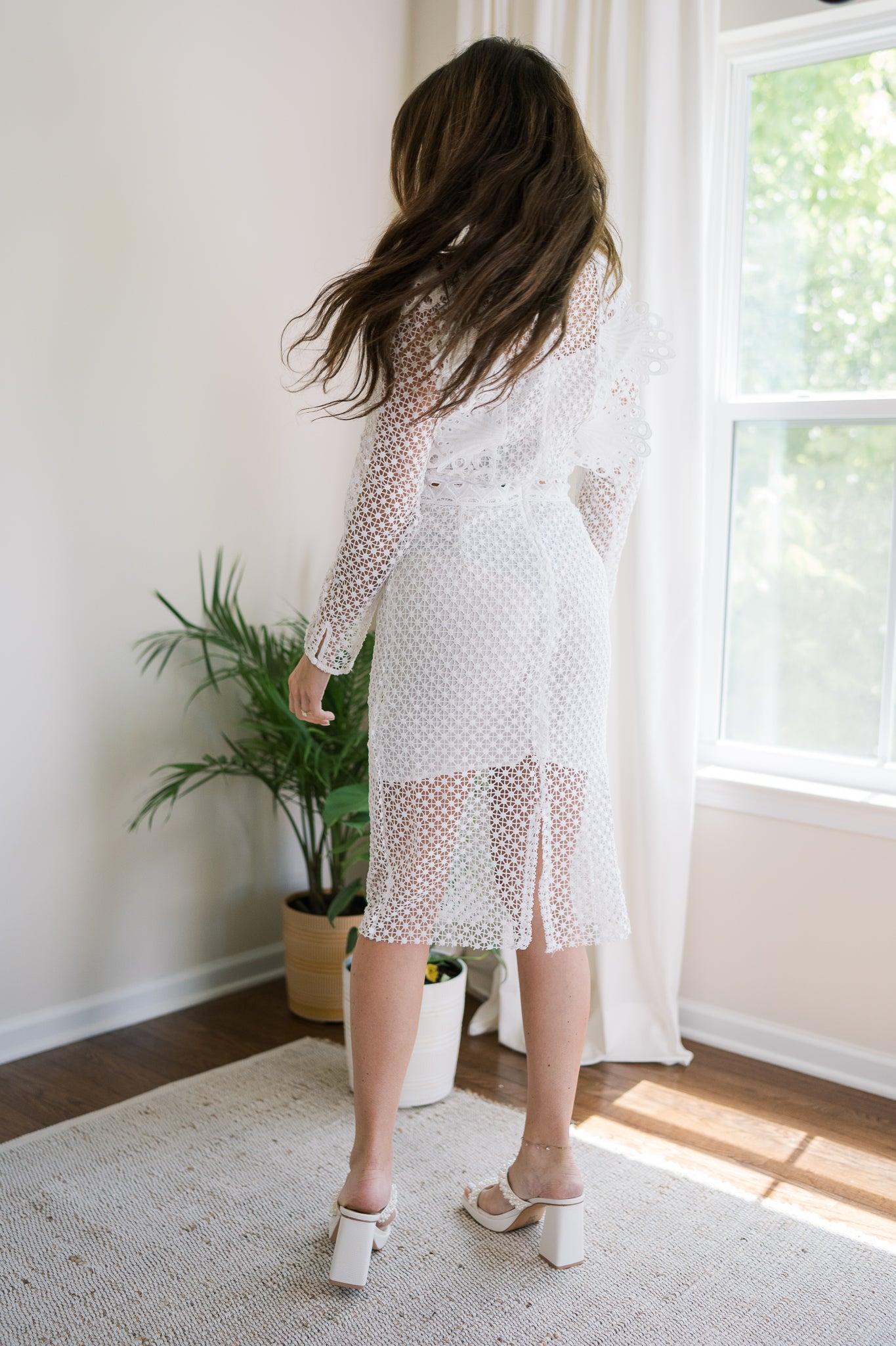 Brynn White Lace Midi Dress