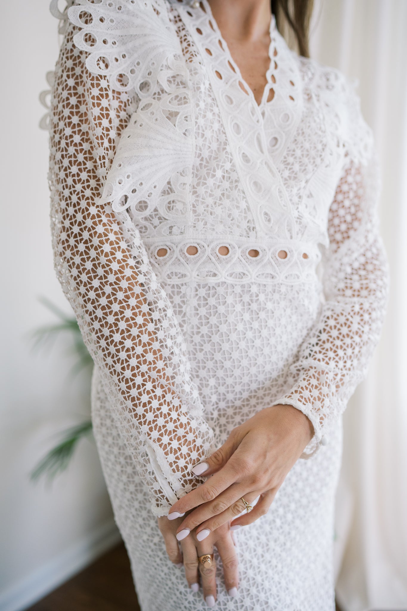 Brynn White Lace Midi Dress
