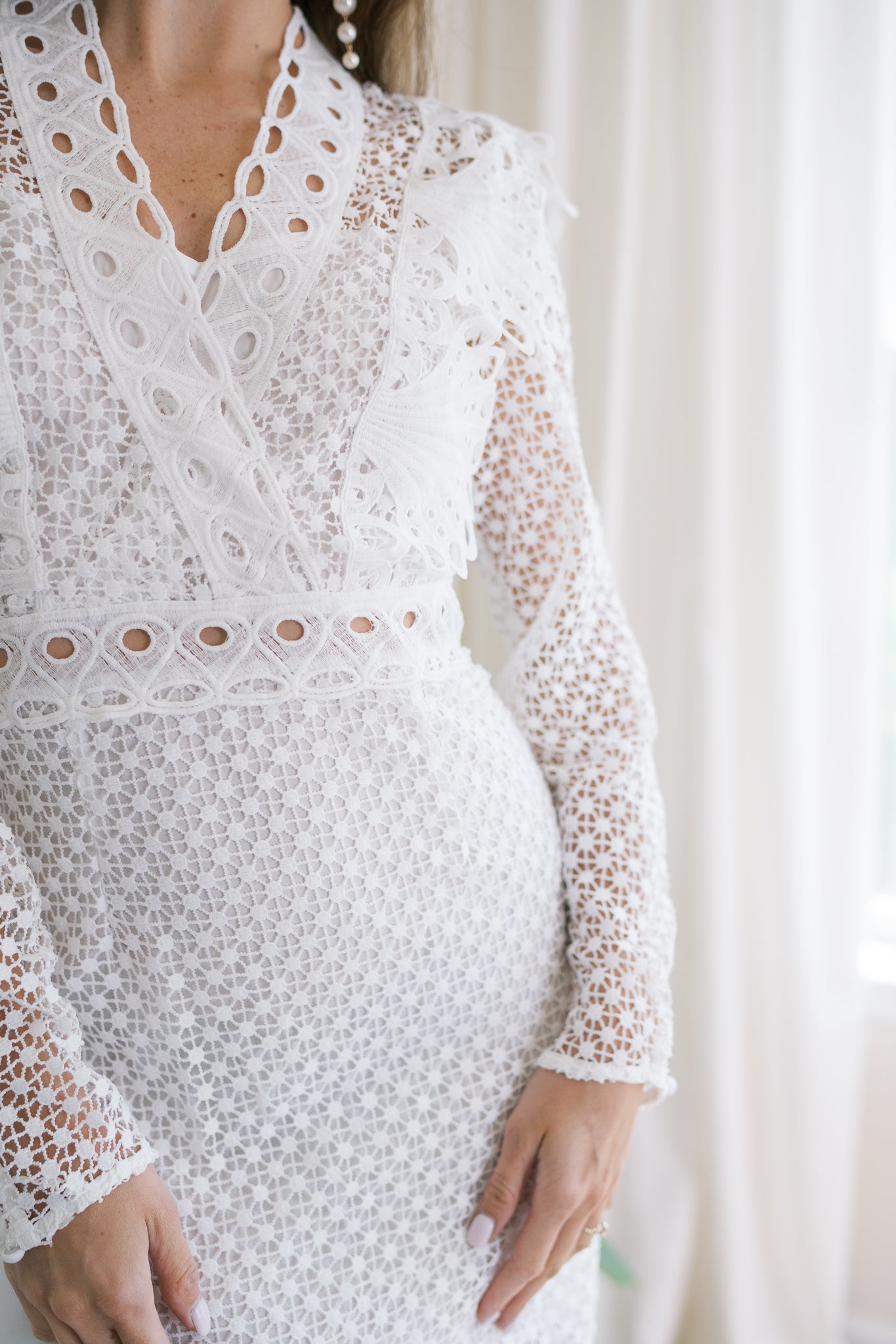 Brynn White Lace Midi Dress