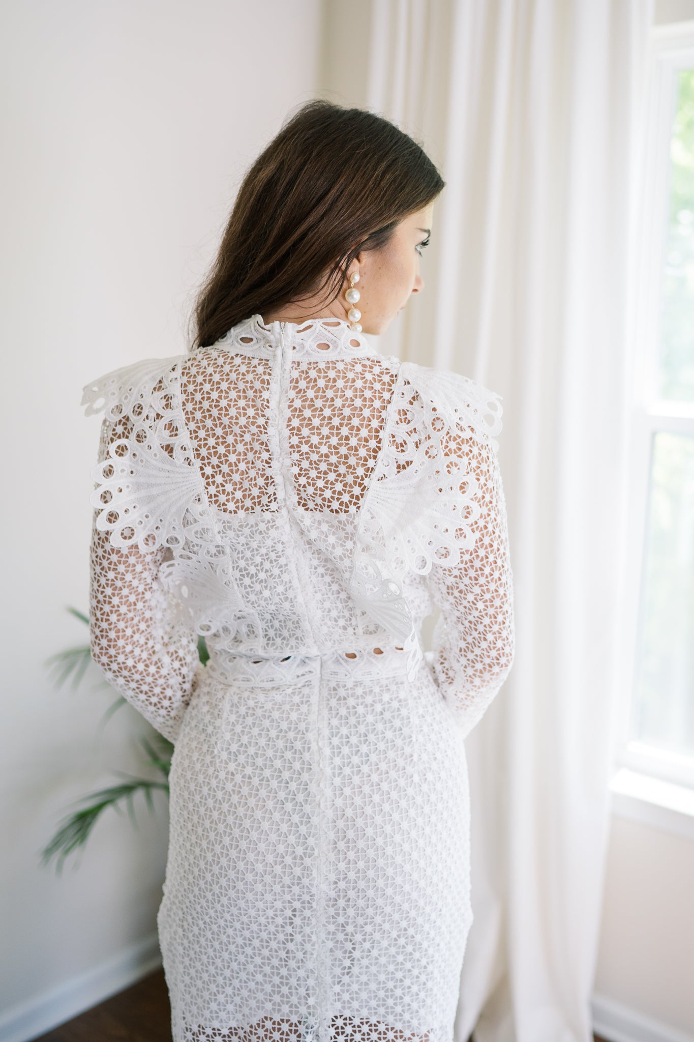 Brynn White Lace Midi Dress