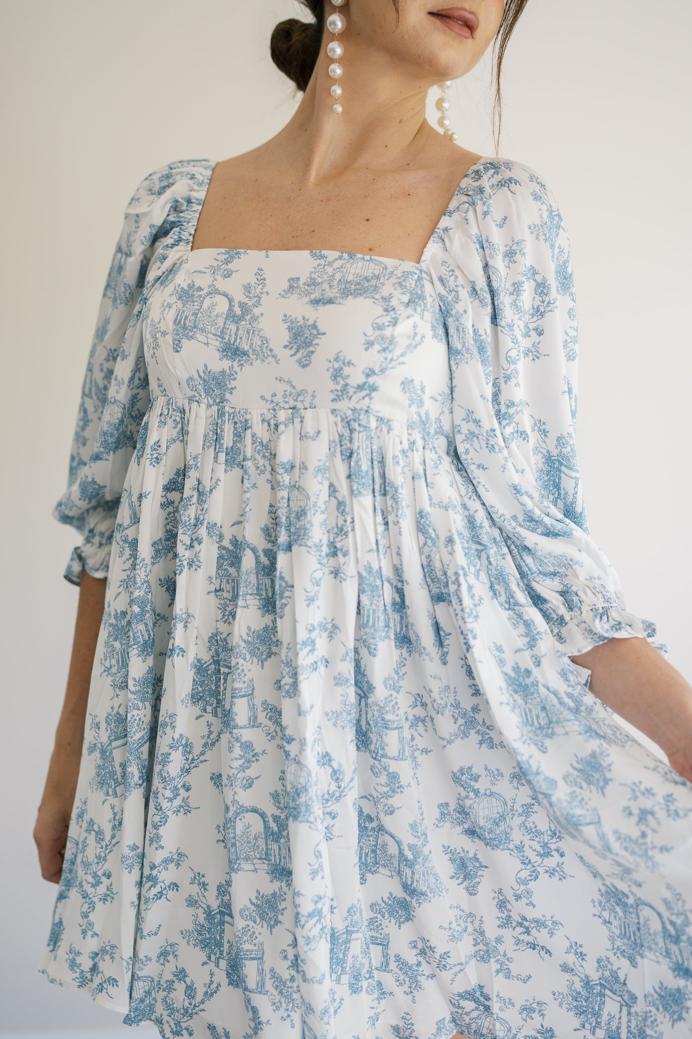 Blue and White Floral Melanie Dress