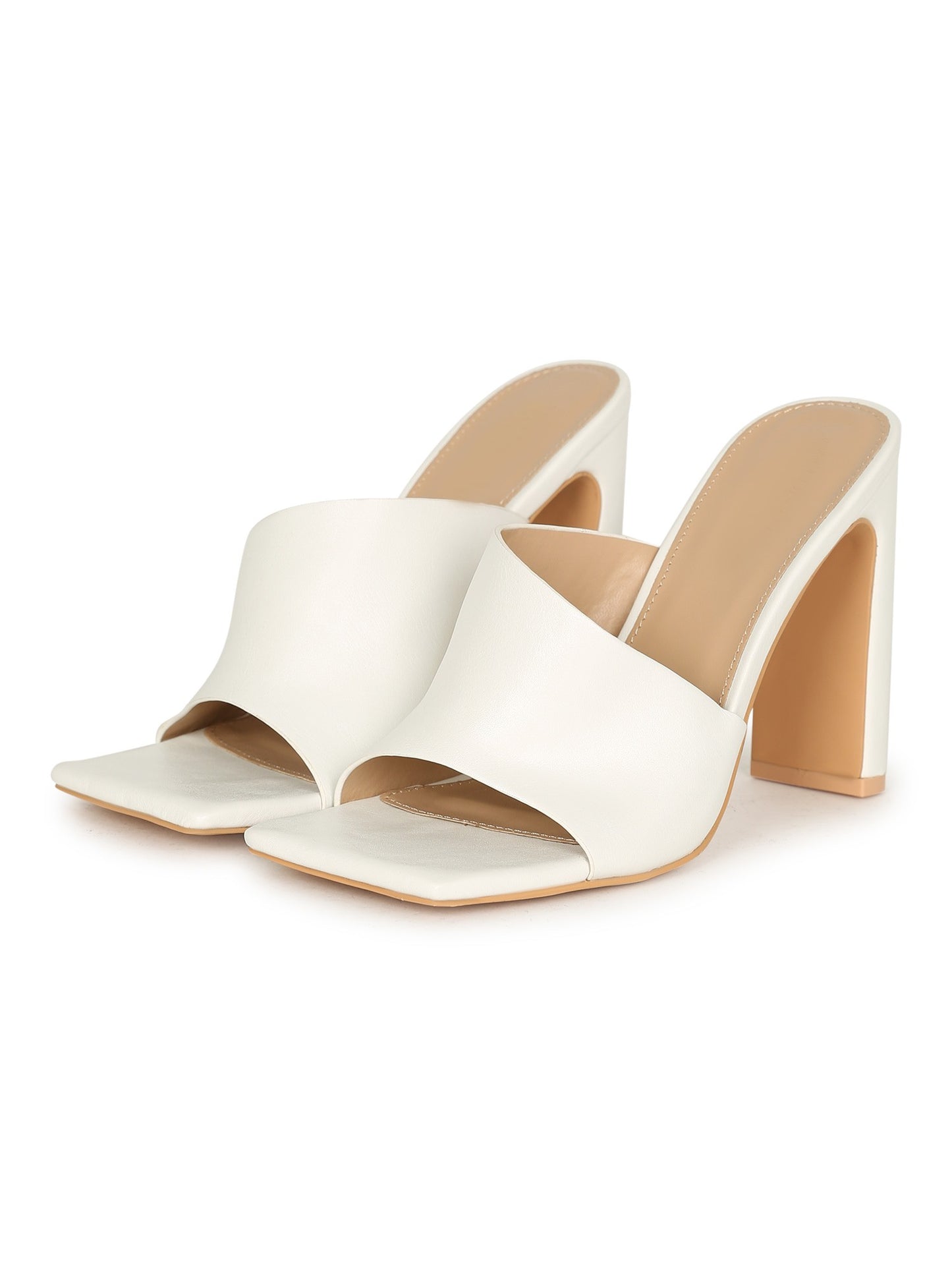 Maelee White Mule Heels