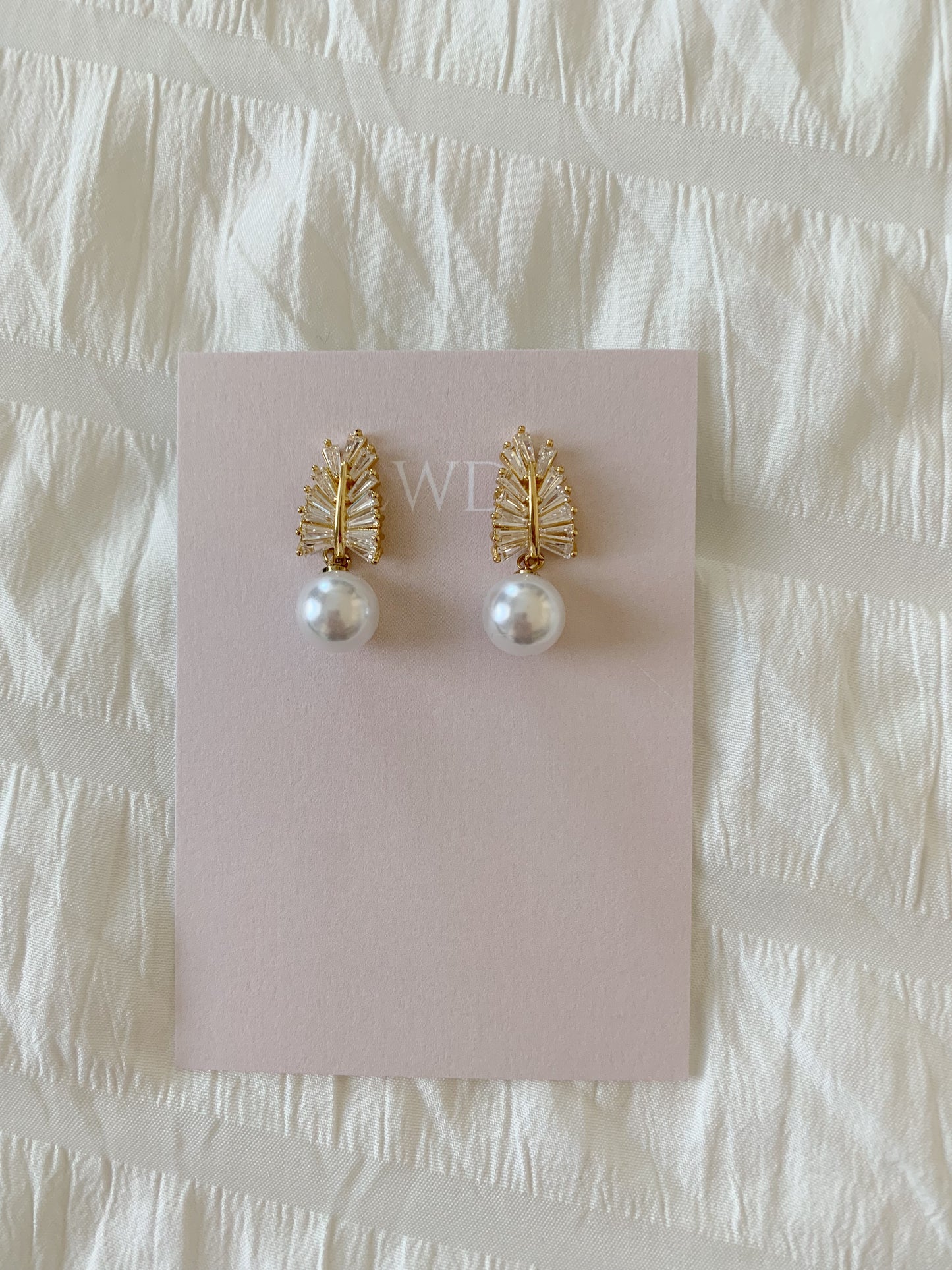 Leaf Earrings with Pearl Drop
