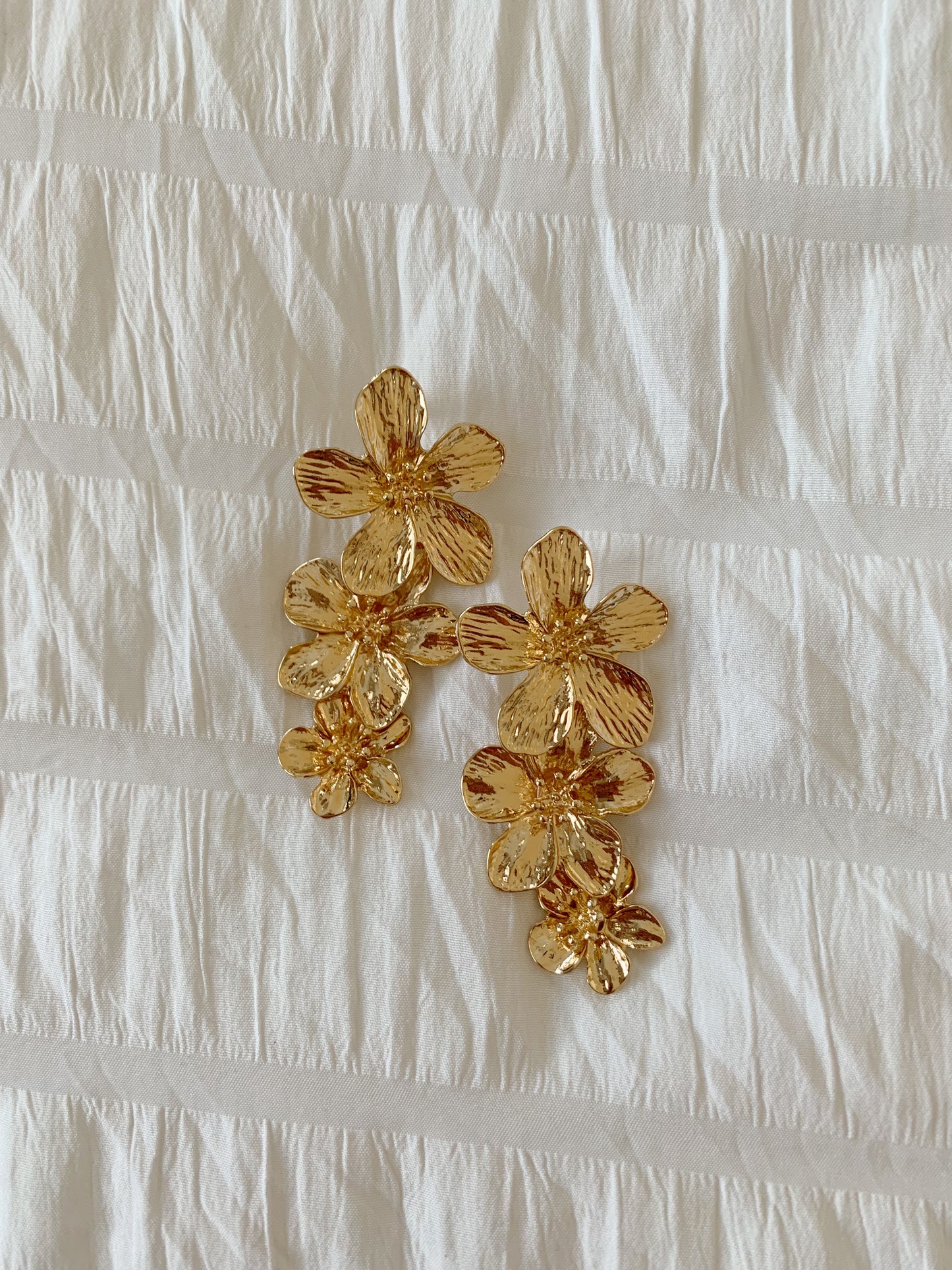 Gold Cascading Flower Earrings