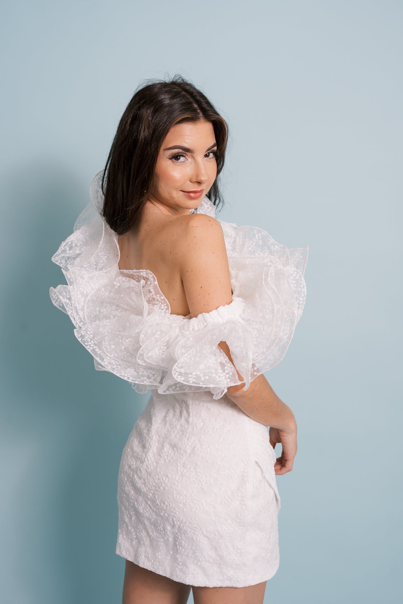 Ruffle One Shoulder Wrap Dress