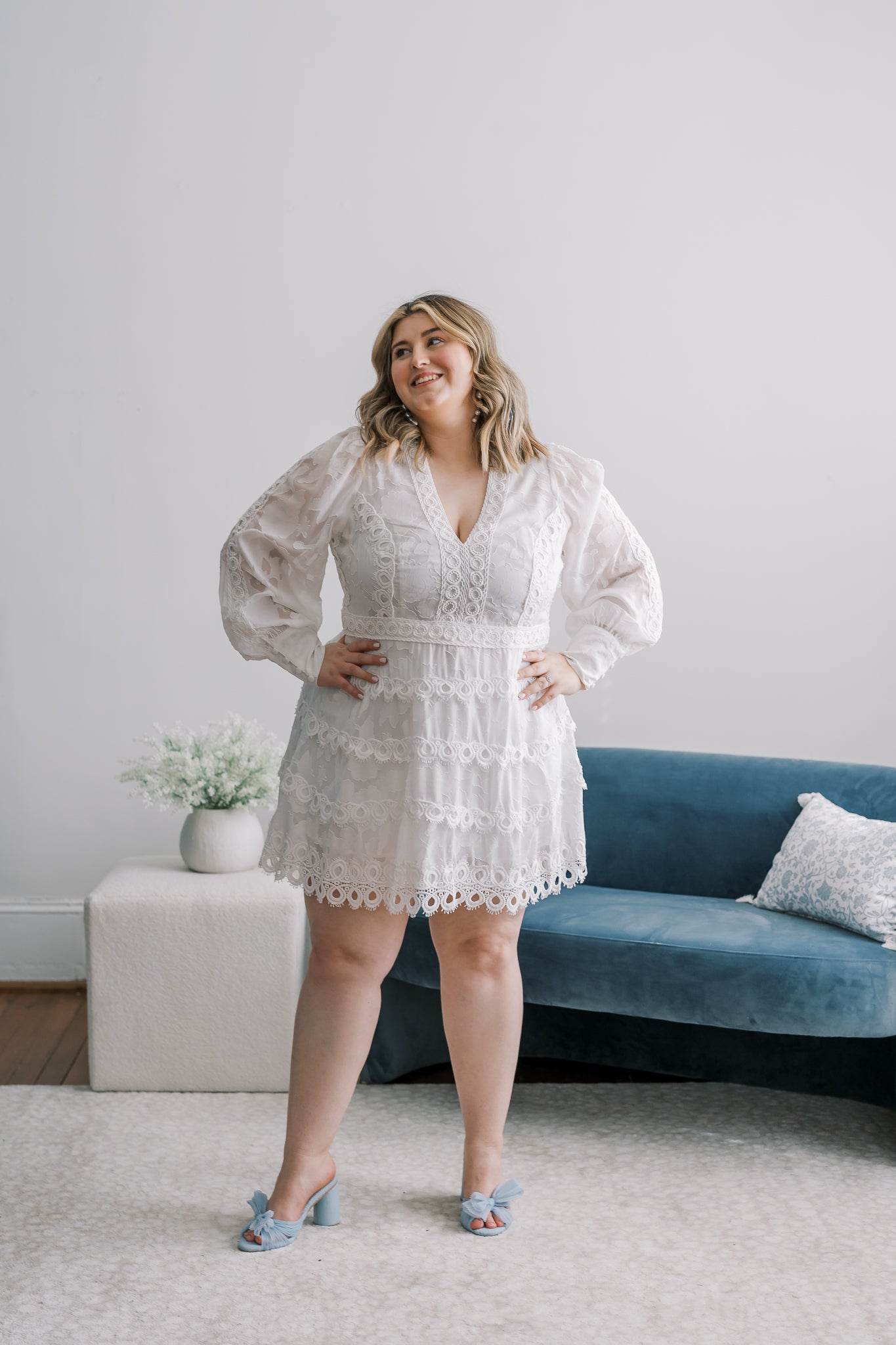 PLUS Long Sleeve Lace Mini Dress