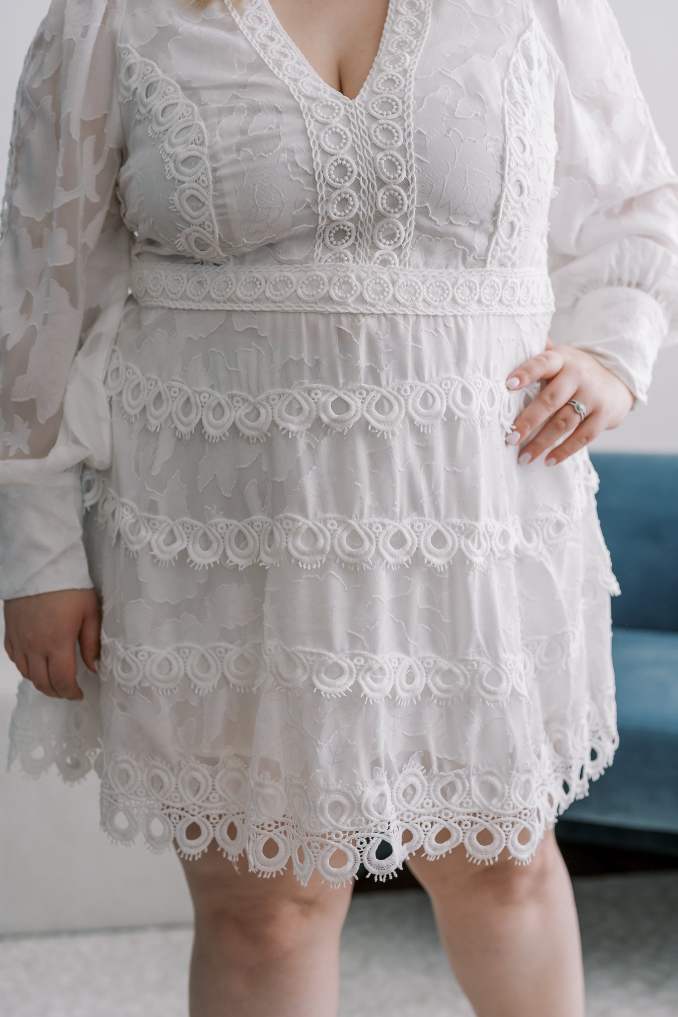 PLUS Long Sleeve Lace Mini Dress