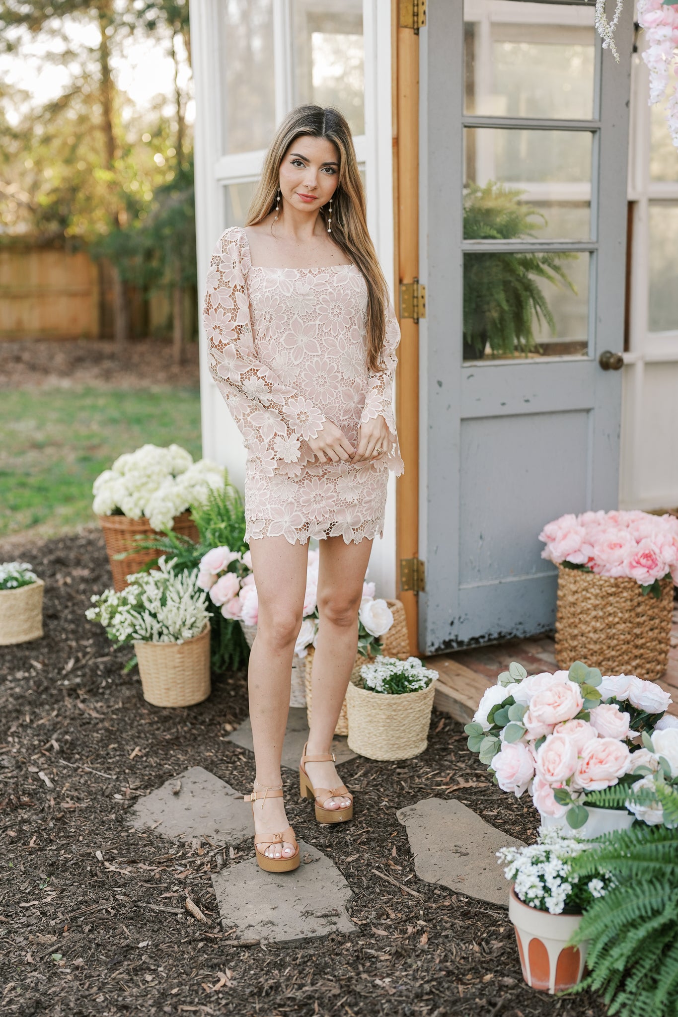 Long Sleeve Dusty Pink Mini Dress