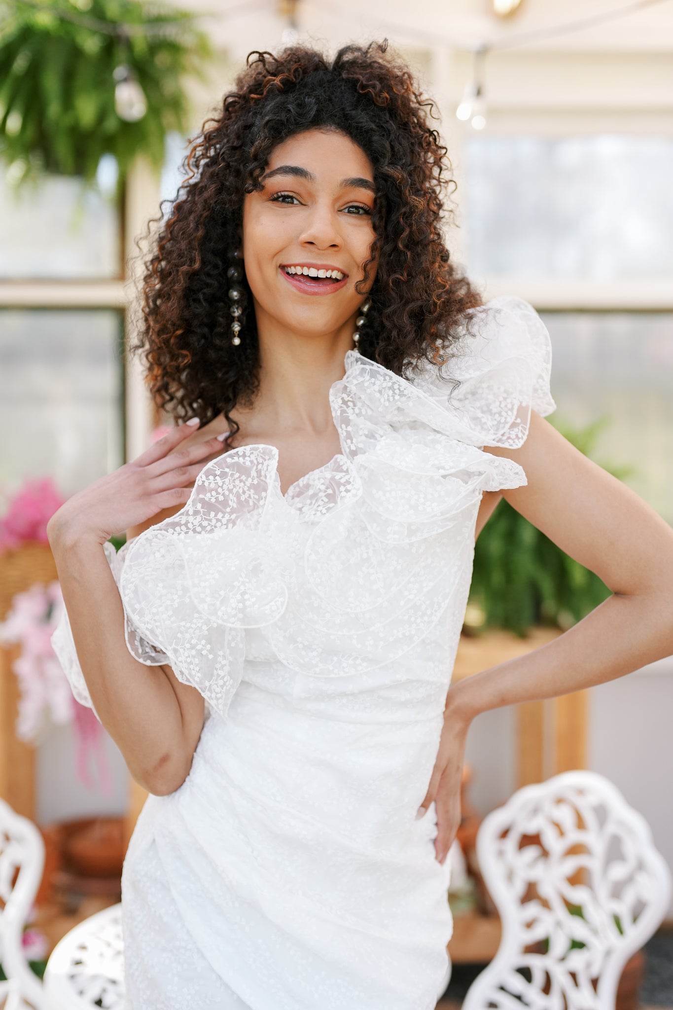 Ruffle One Shoulder Wrap Dress