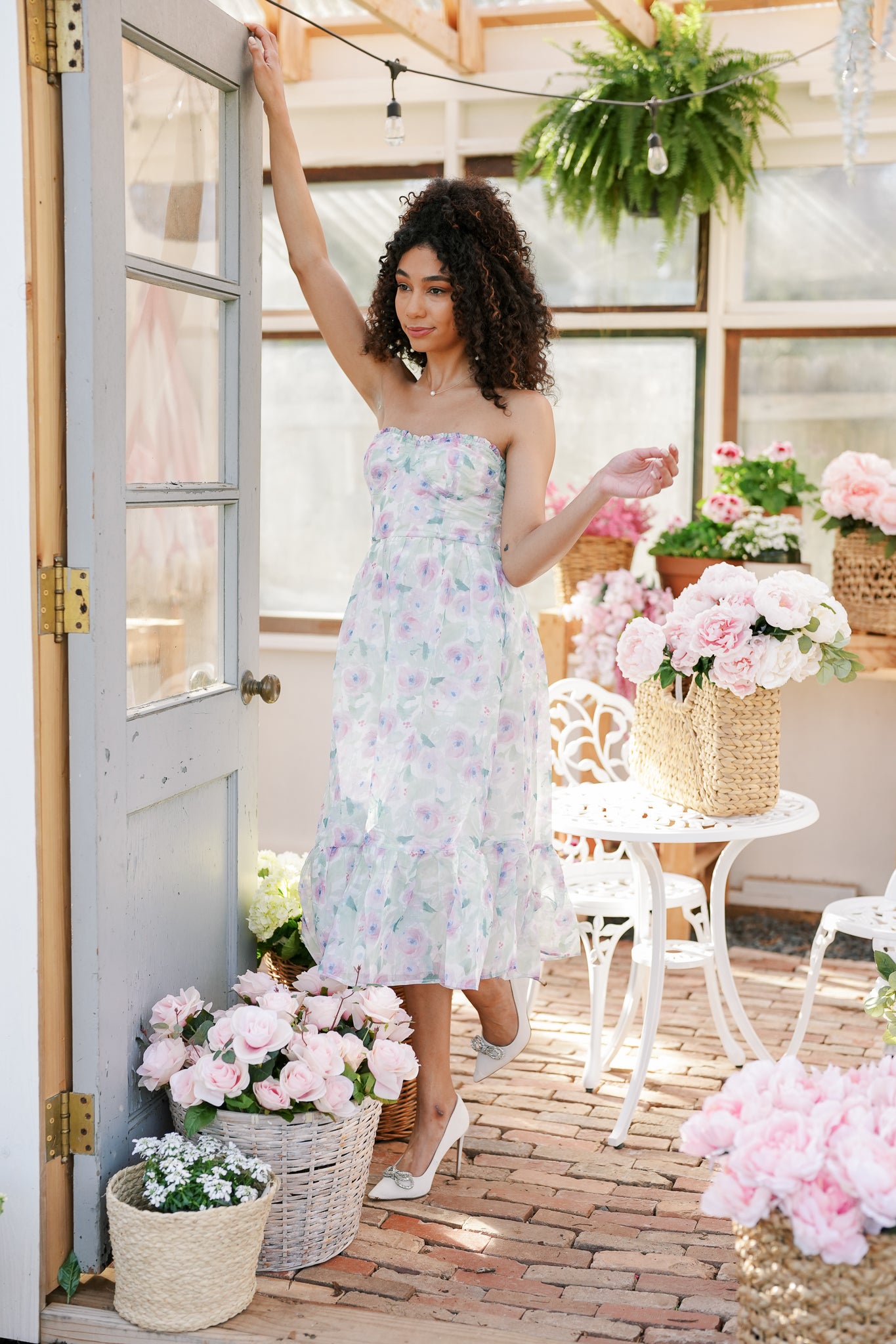 Watercolor Purple Floral Midi Dress